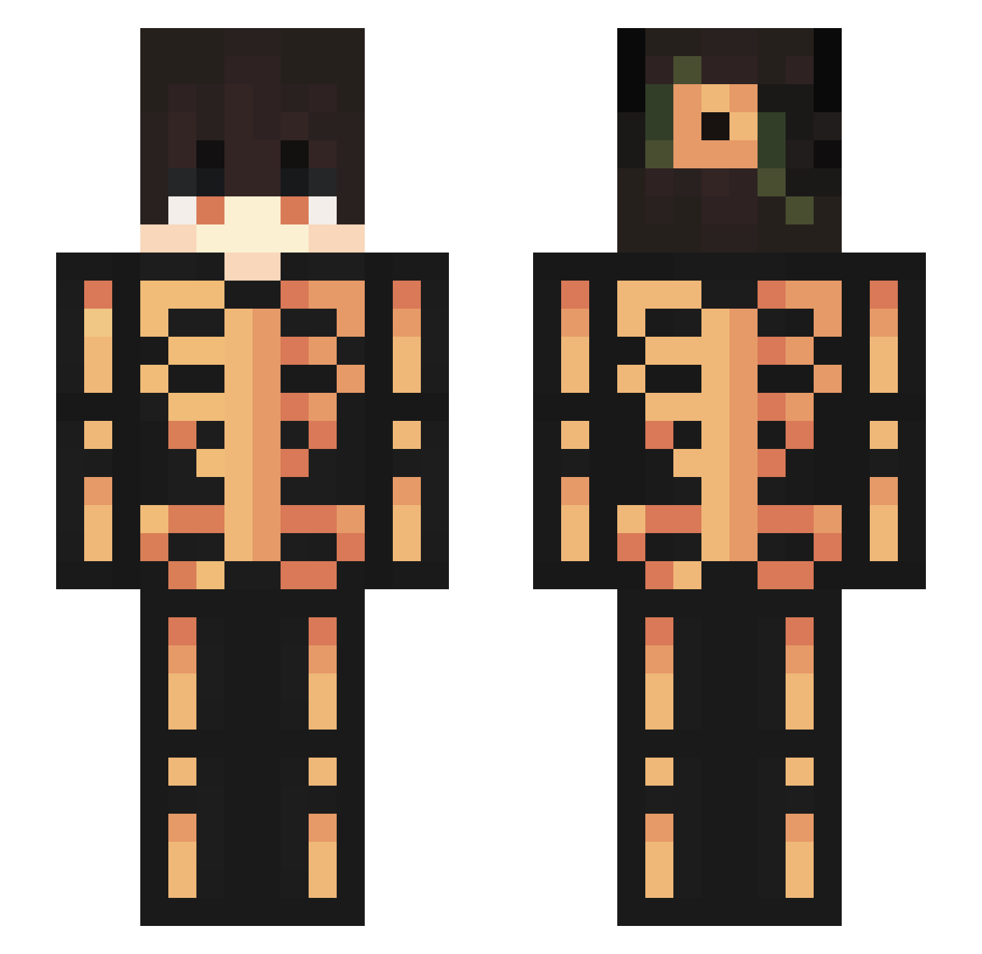 Jesterdize Minecraft skin, front and back view