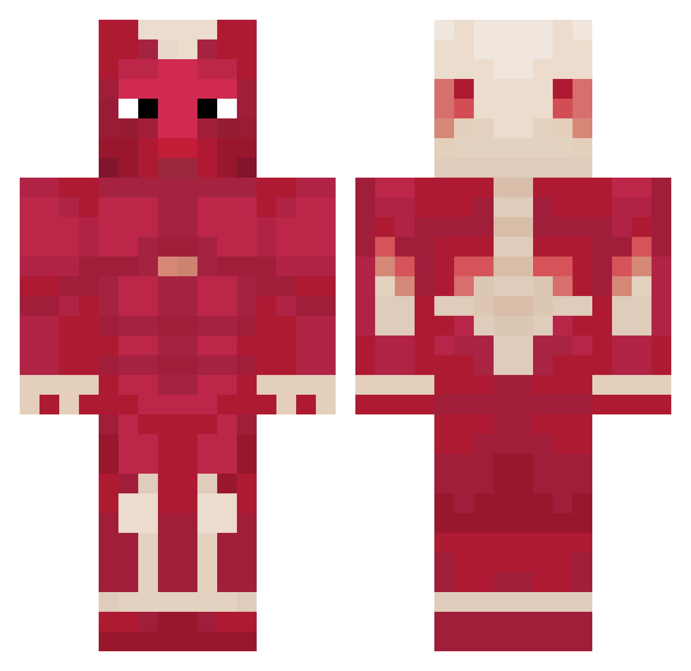 L0grust Minecraft skin, front and back view