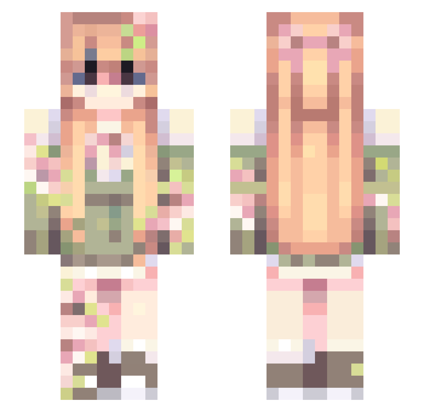 Kasida Minecraft skin, front and back view