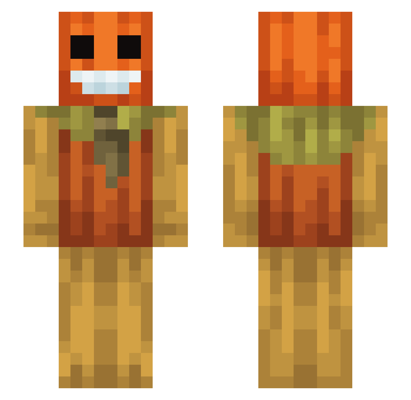 ThiccestPickle Minecraft skin, front and back view