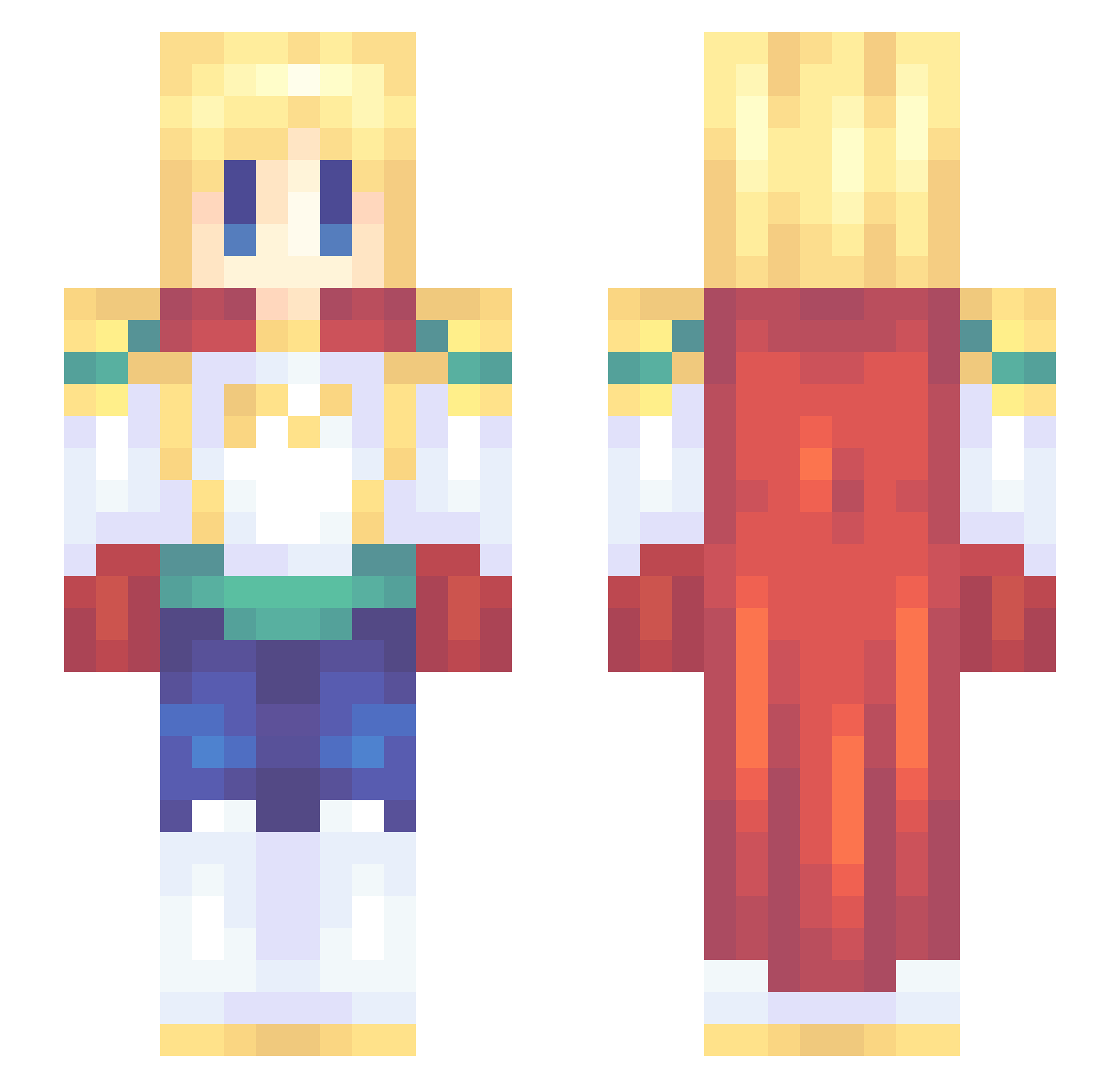 Shedu Minecraft skin, front and back view