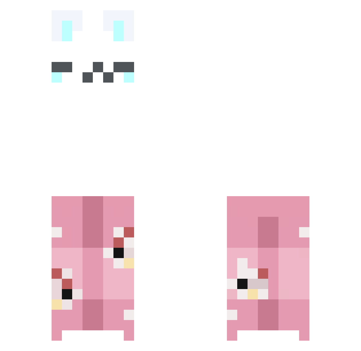 nerrocen Minecraft skin, front and back view