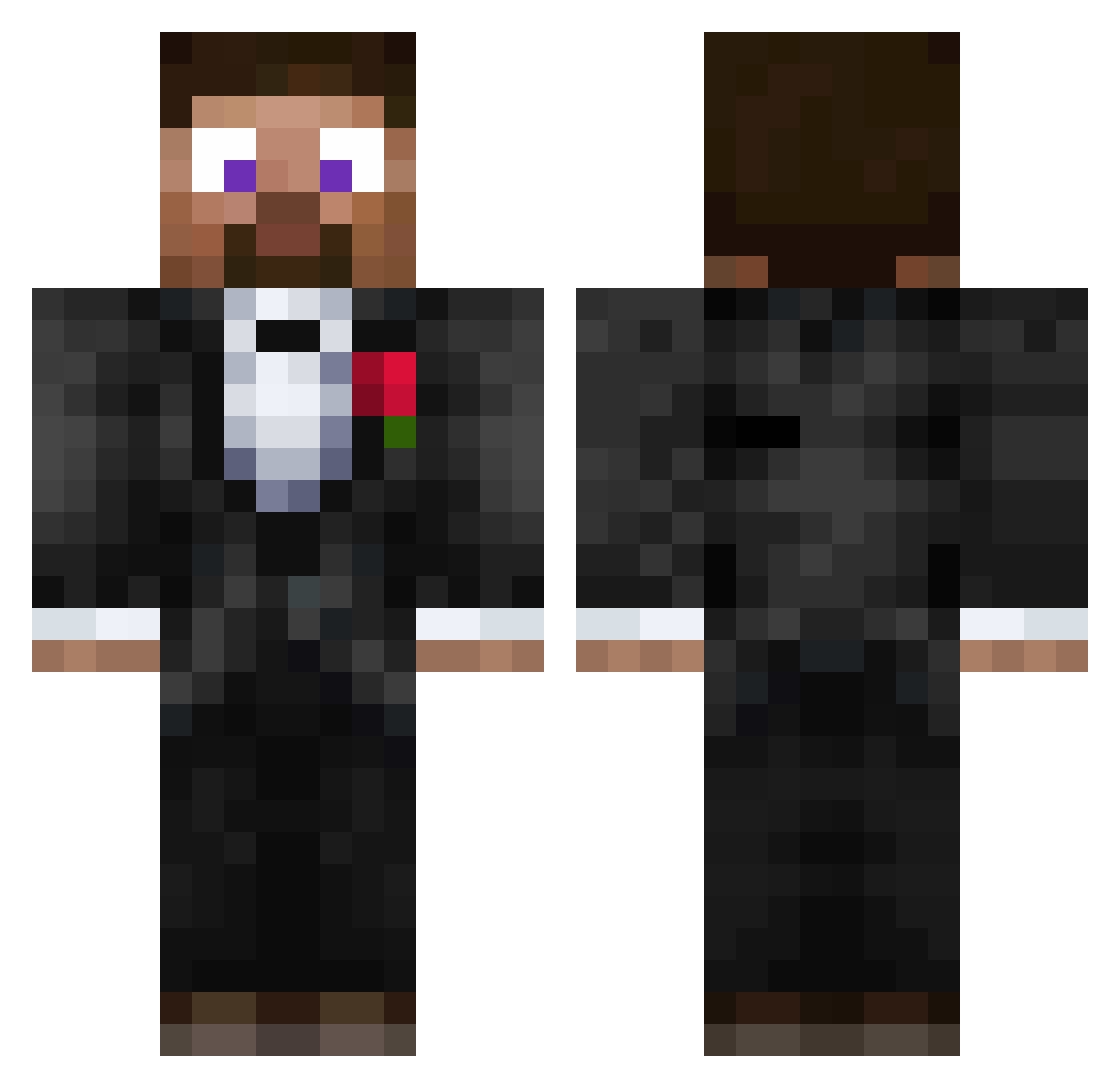 MightyLegoBuild Minecraft skin, front and back view