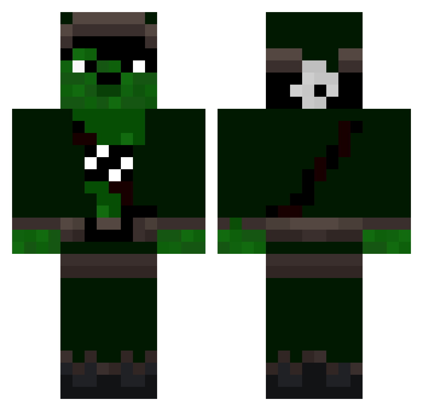 Hobitor Minecraft skin, front and back view