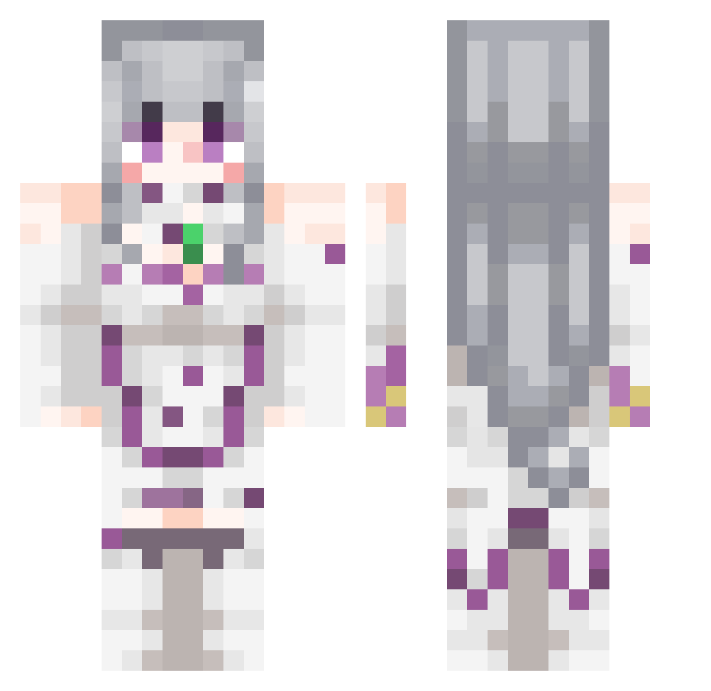 kiiras Minecraft skin, front and back view