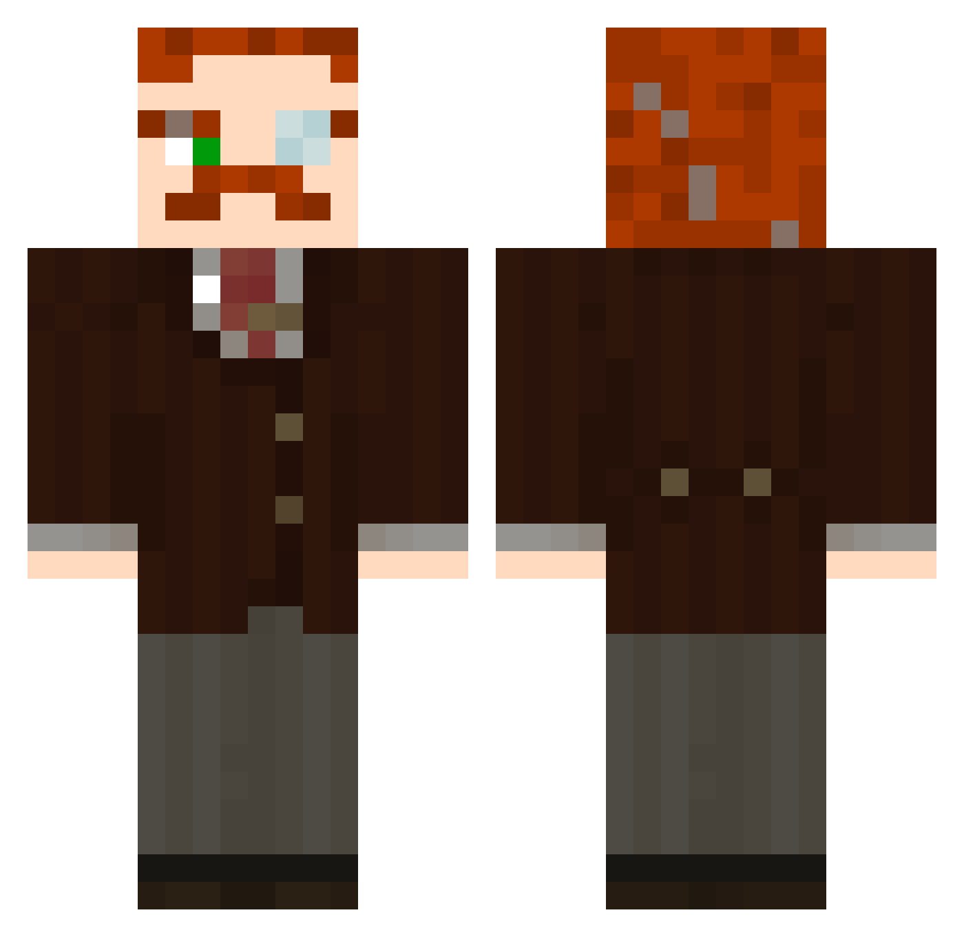 Schtoomf Minecraft skin, front and back view