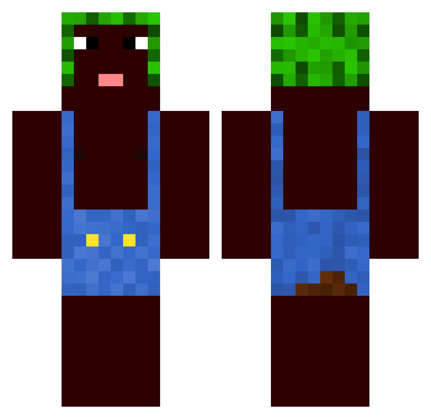 pudgymonk Minecraft skin, front and back view