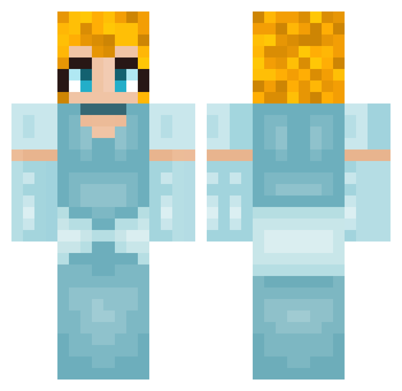 VcTr04 Minecraft skin, front and back view