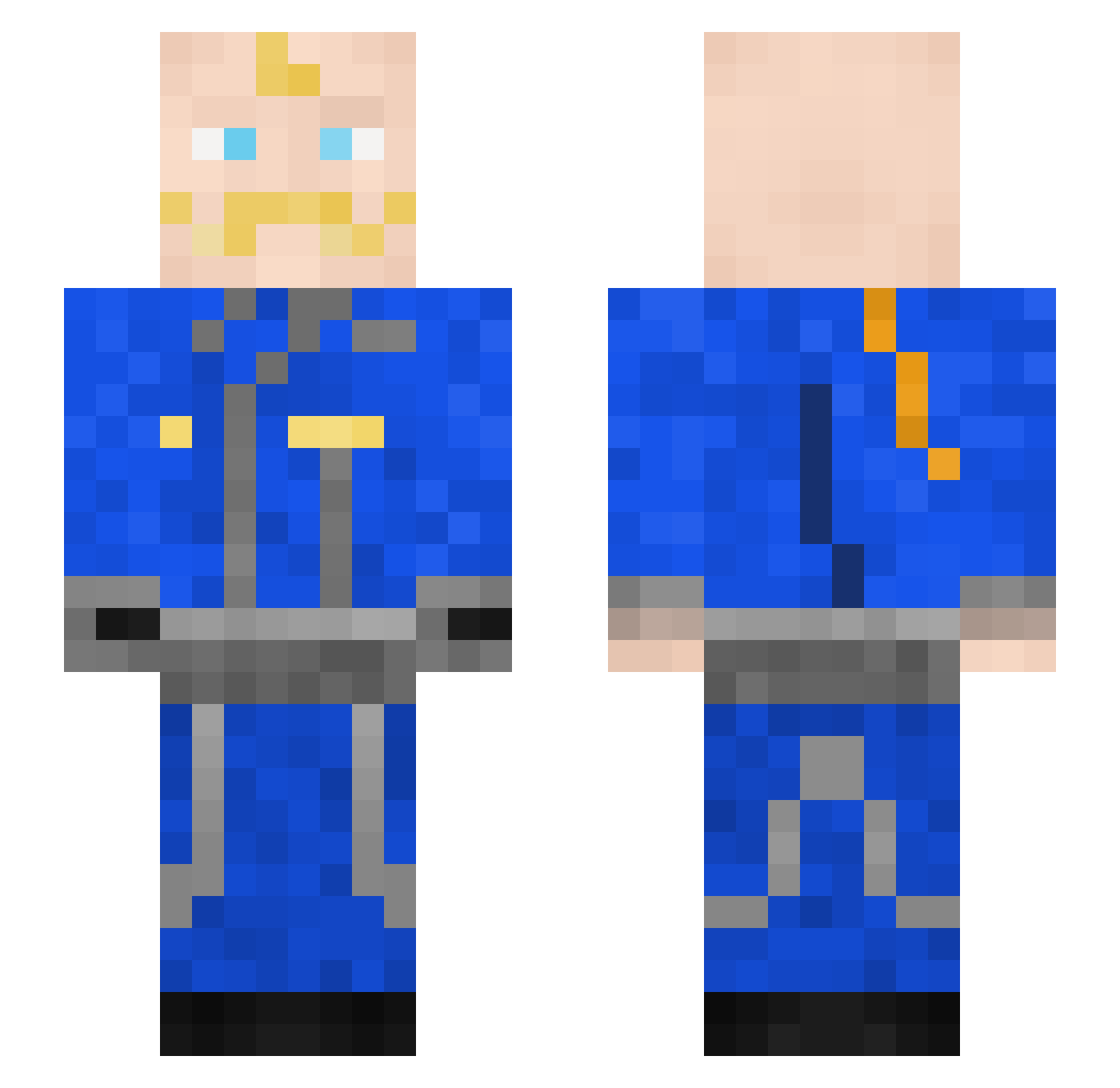 Tonish Minecraft skin, front and back view