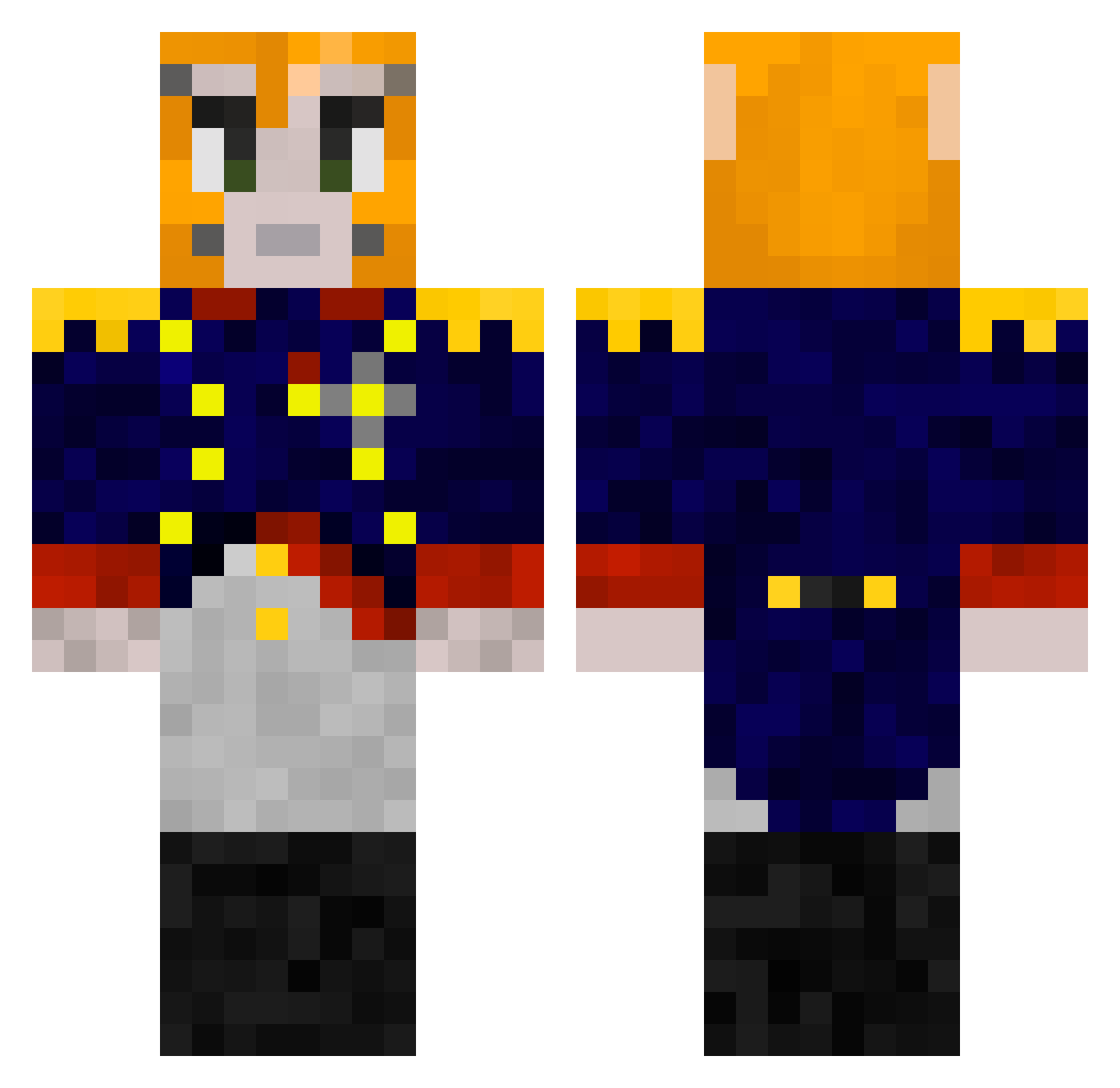 Dingbing2638 Minecraft skin, front and back view