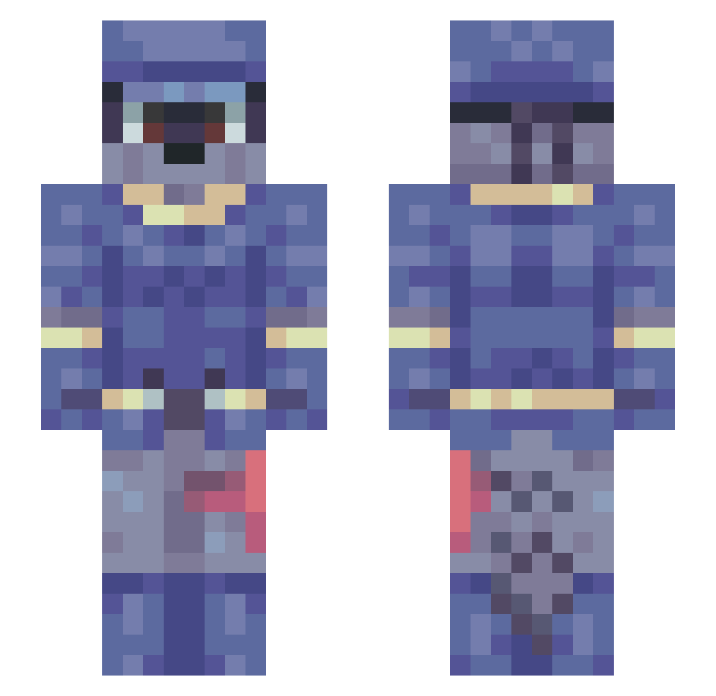 CapsIG Minecraft skin, front and back view