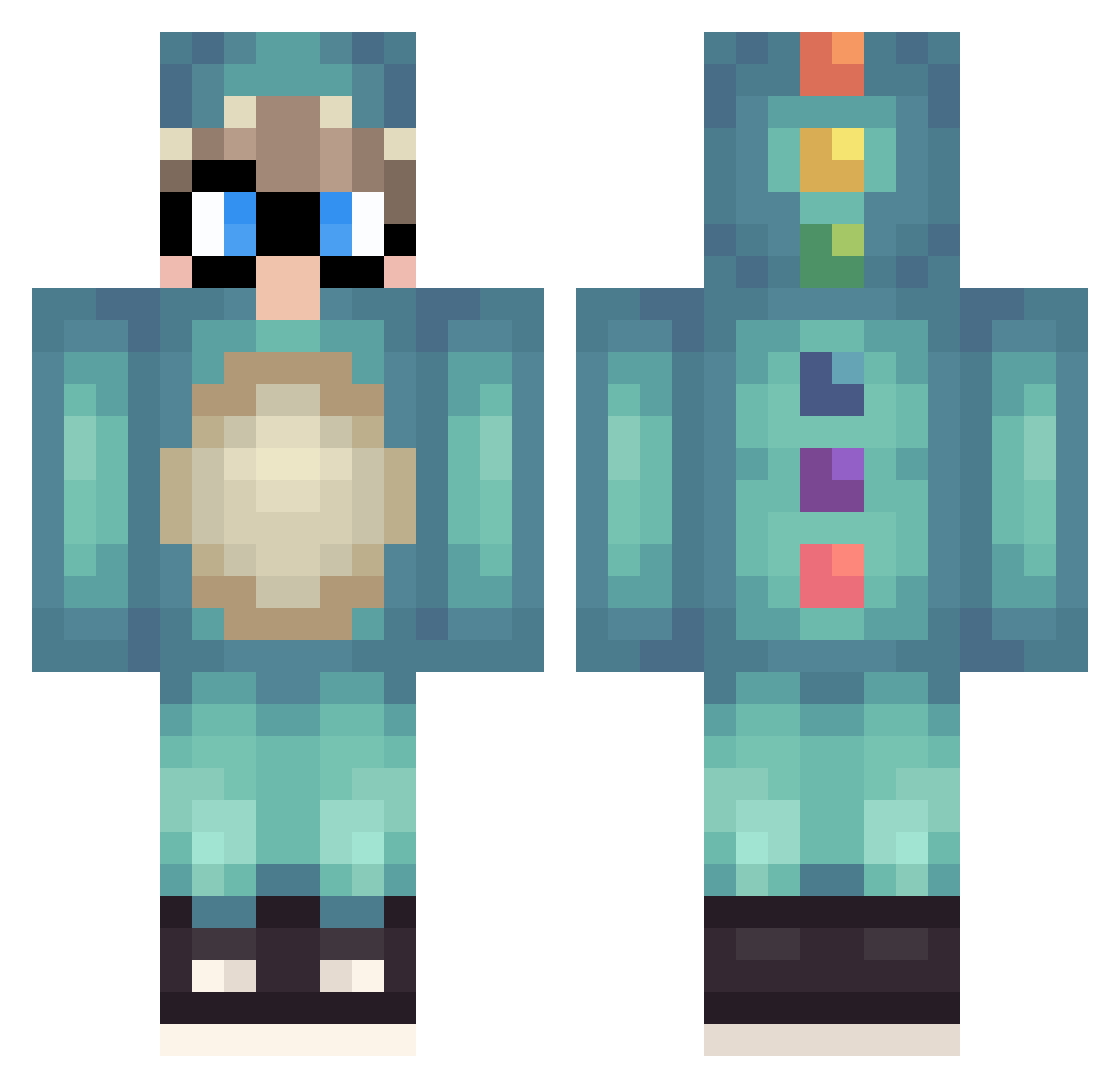 Sourest Minecraft skin, front and back view