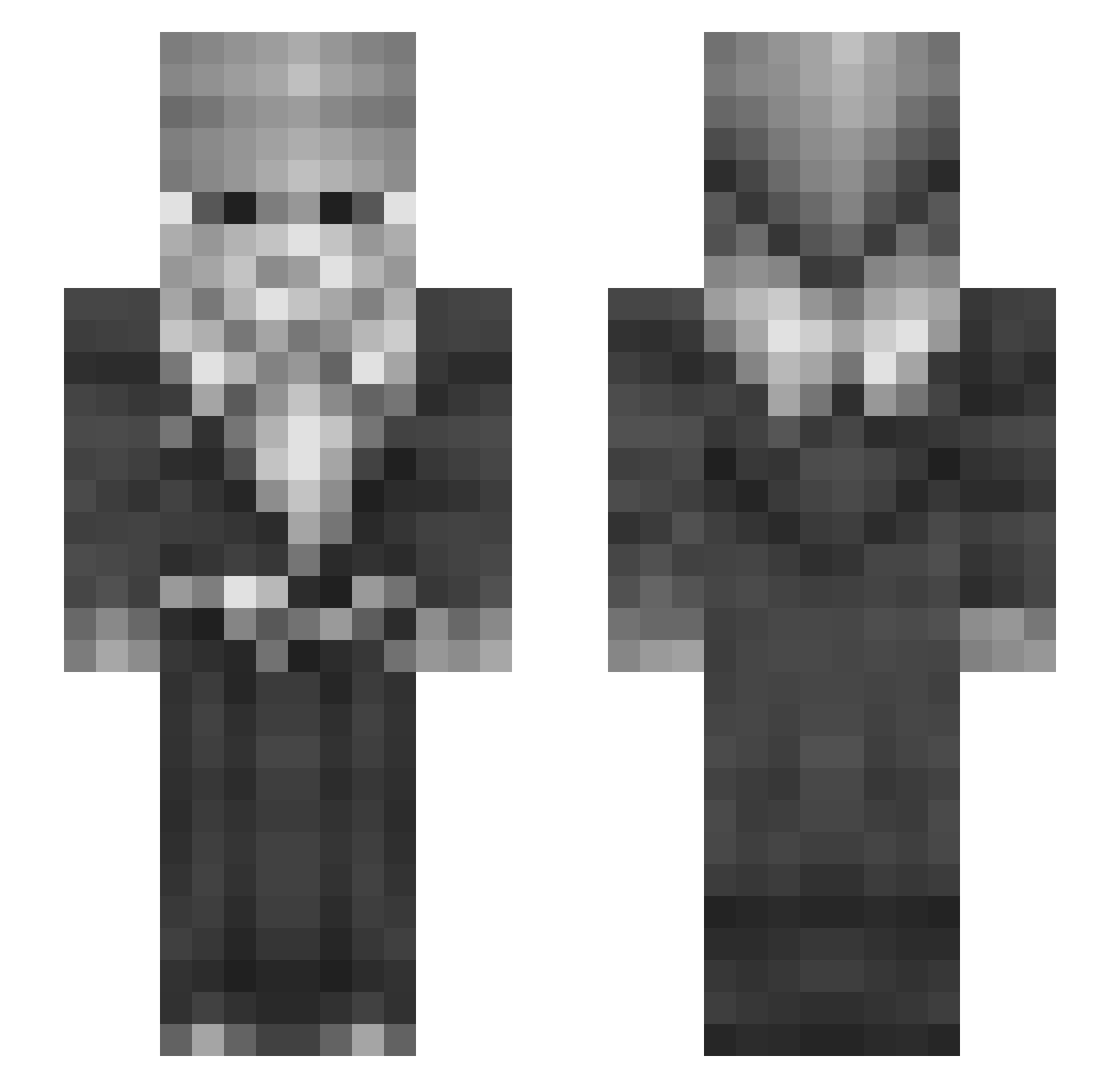 zFreeZi Minecraft skin, front and back view