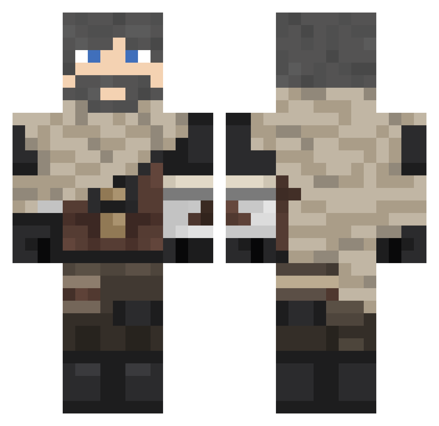 meters Minecraft skin, front and back view
