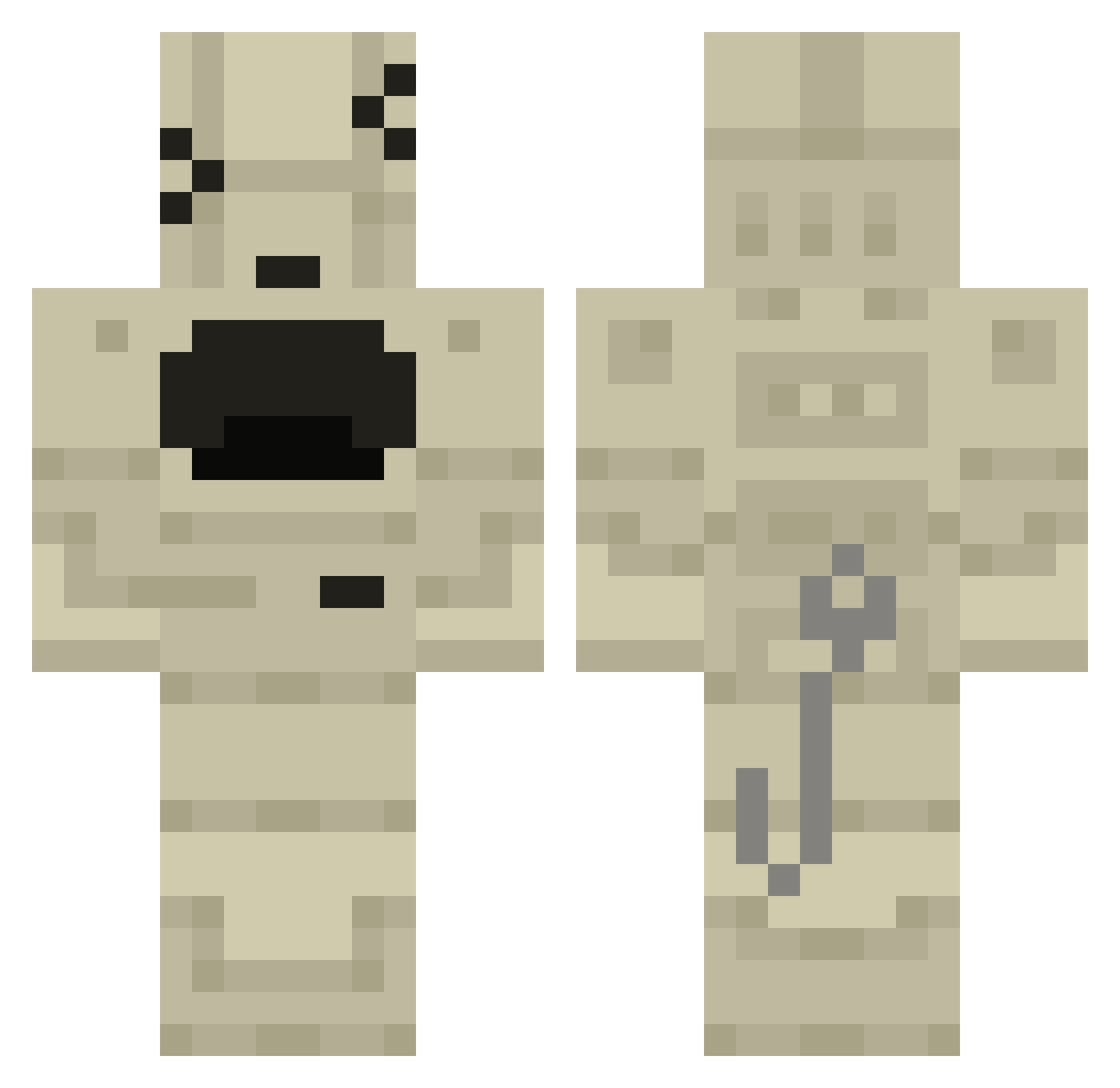 Alturos Minecraft skin, front and back view
