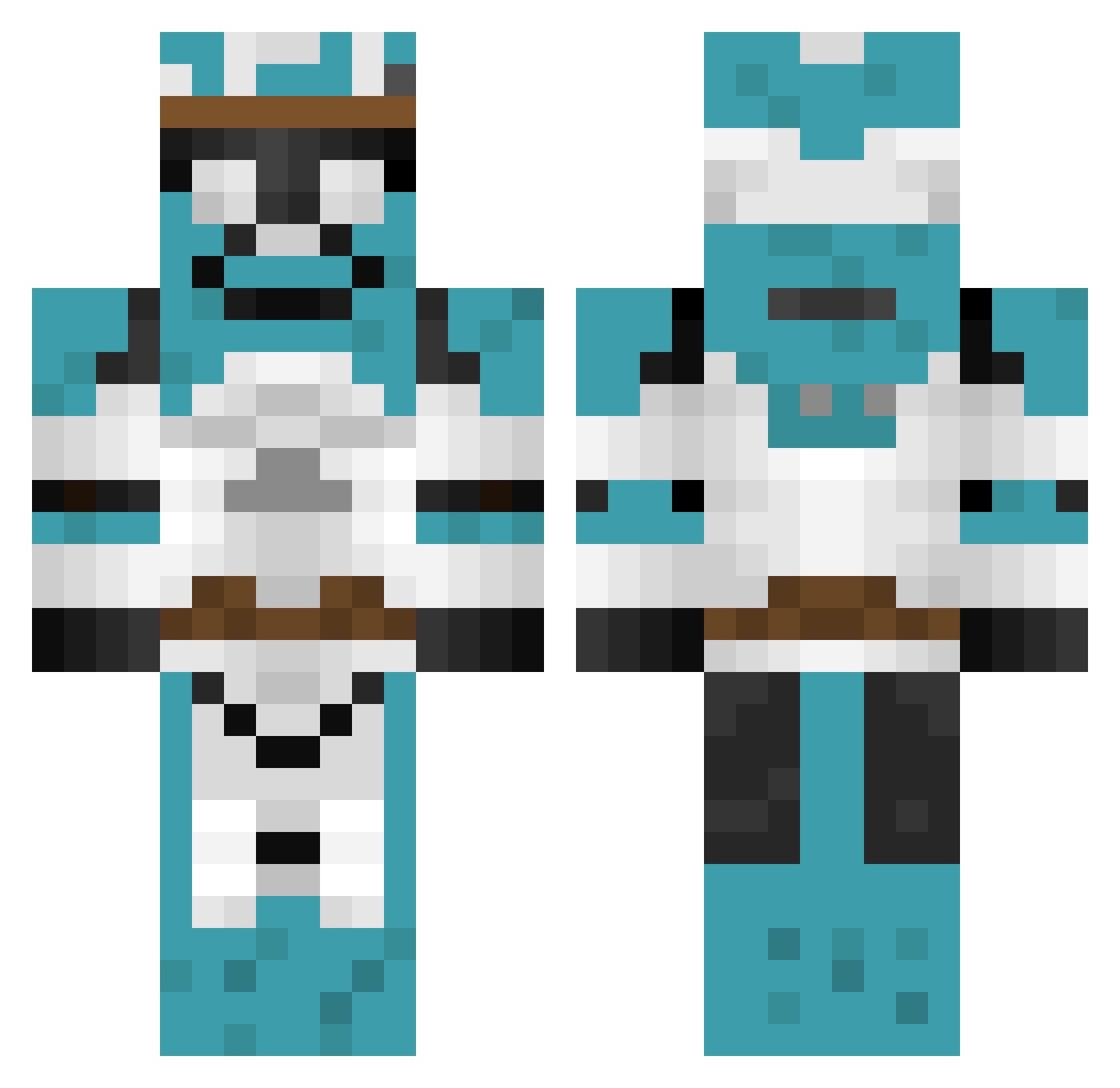 Exterminating Minecraft skin, front and back view