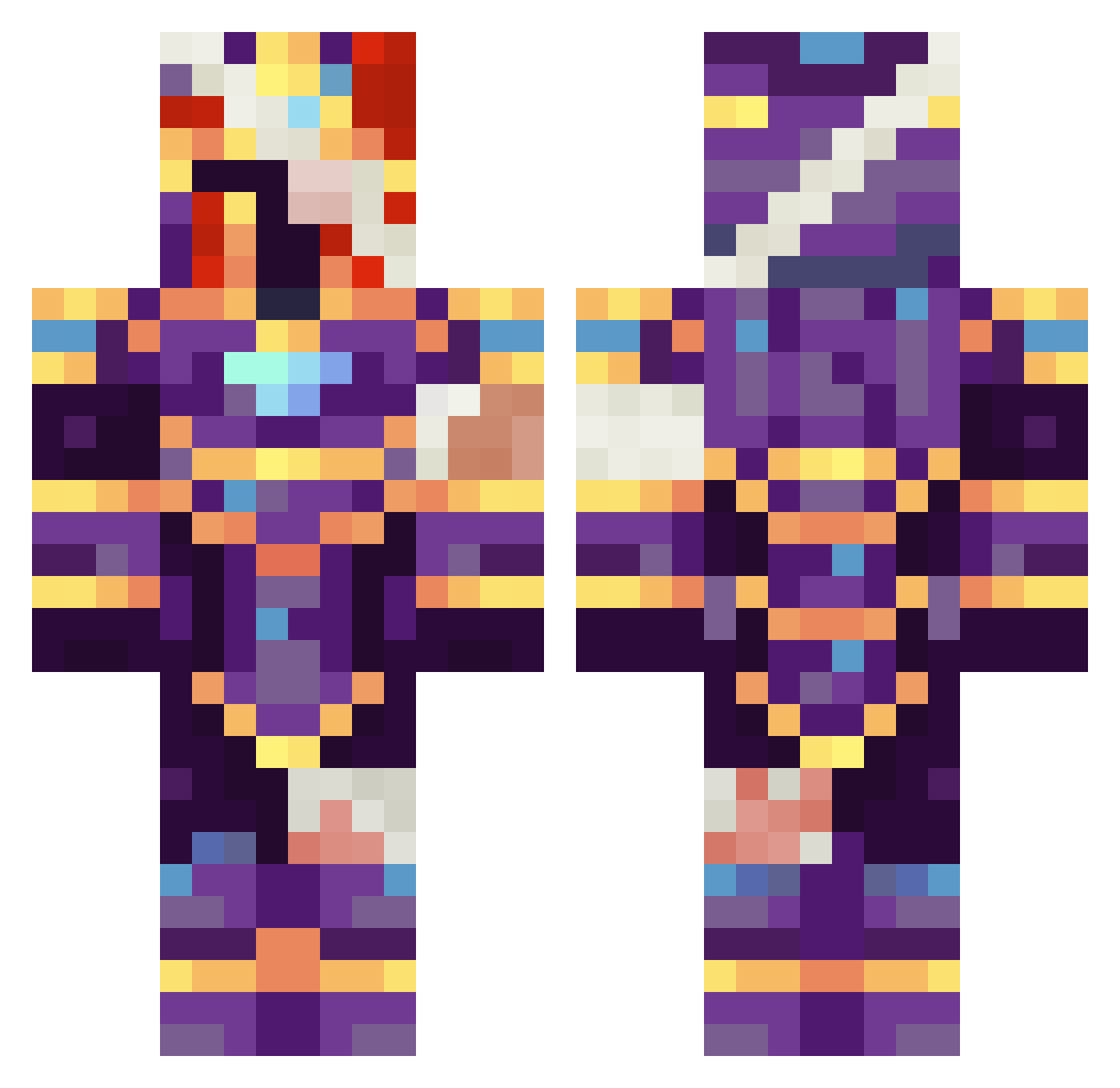 DanceCraze Minecraft skin, front and back view