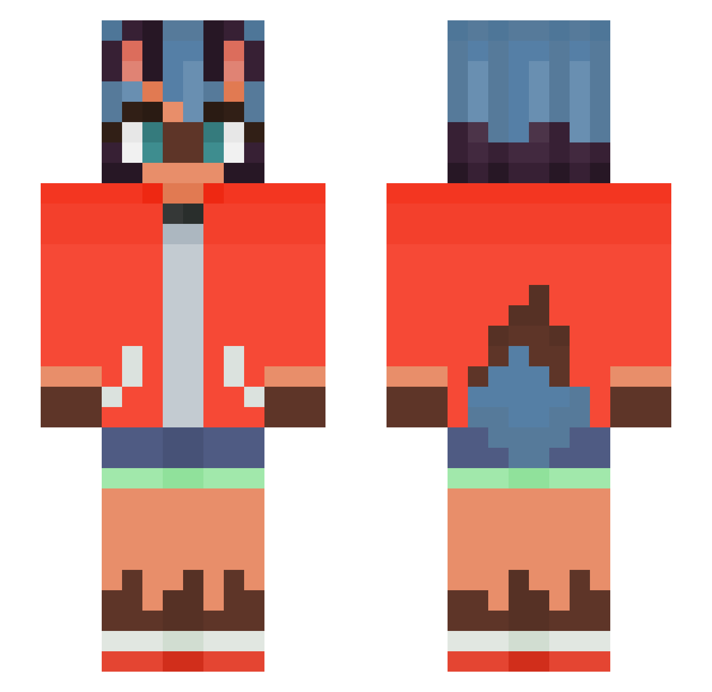 Creeper5215 Minecraft skin, front and back view