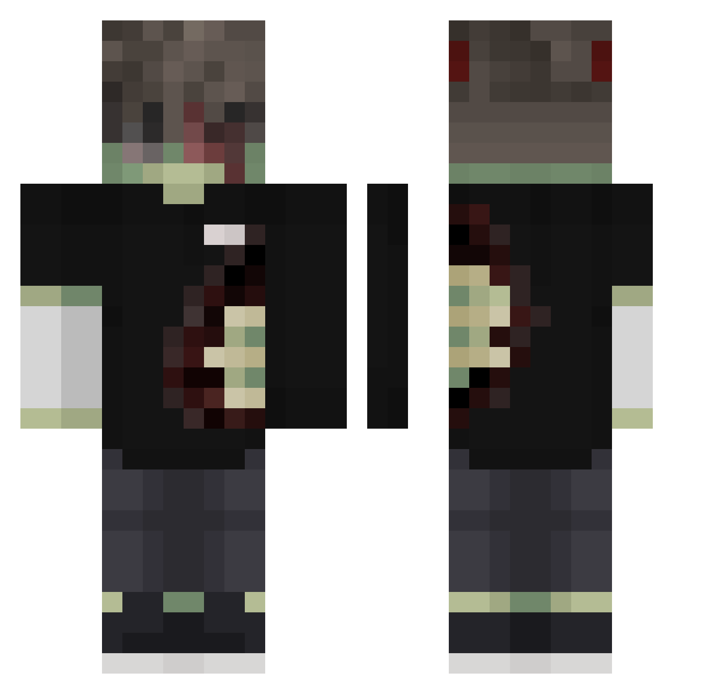 Xersiant Minecraft skin, front and back view