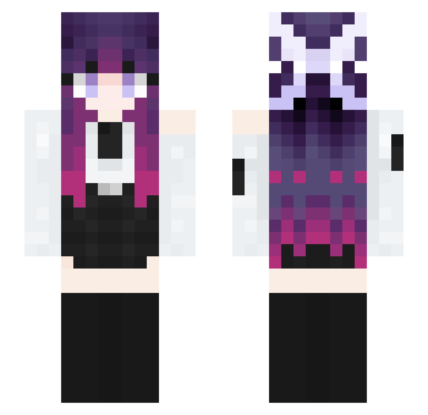 Noxtrae Minecraft skin, front and back view