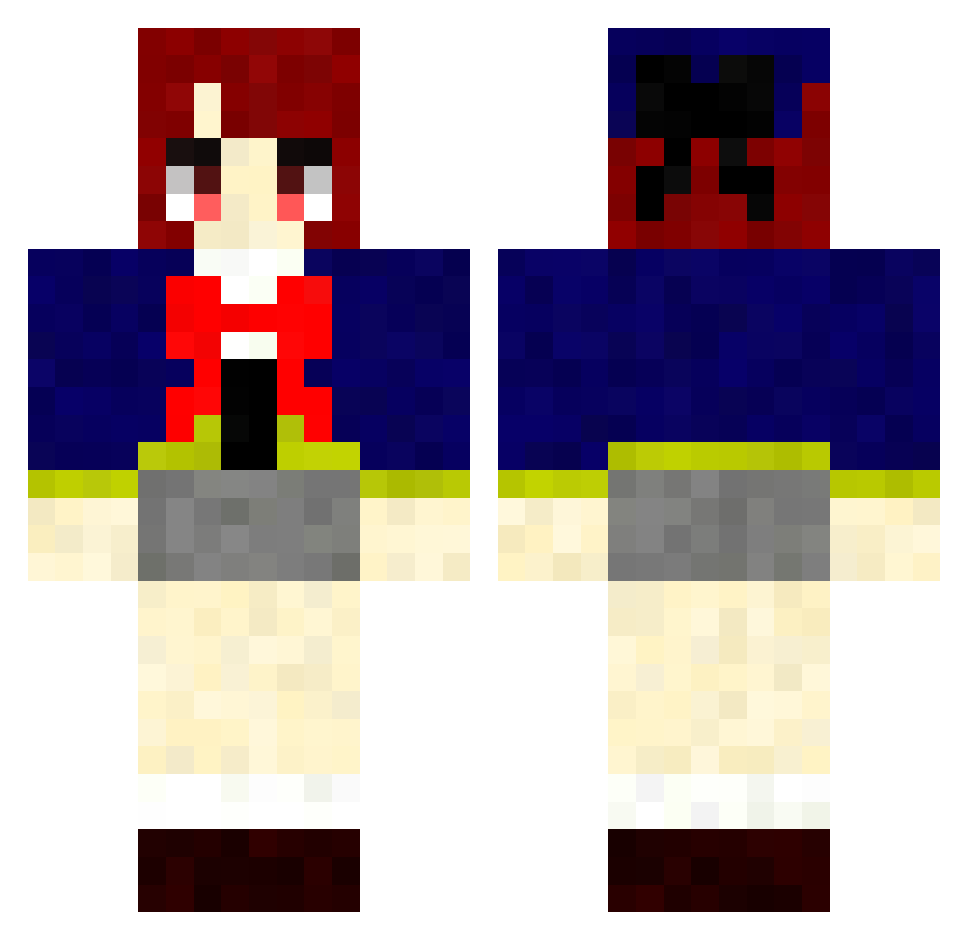 SunaGumi777 Minecraft skin, front and back view