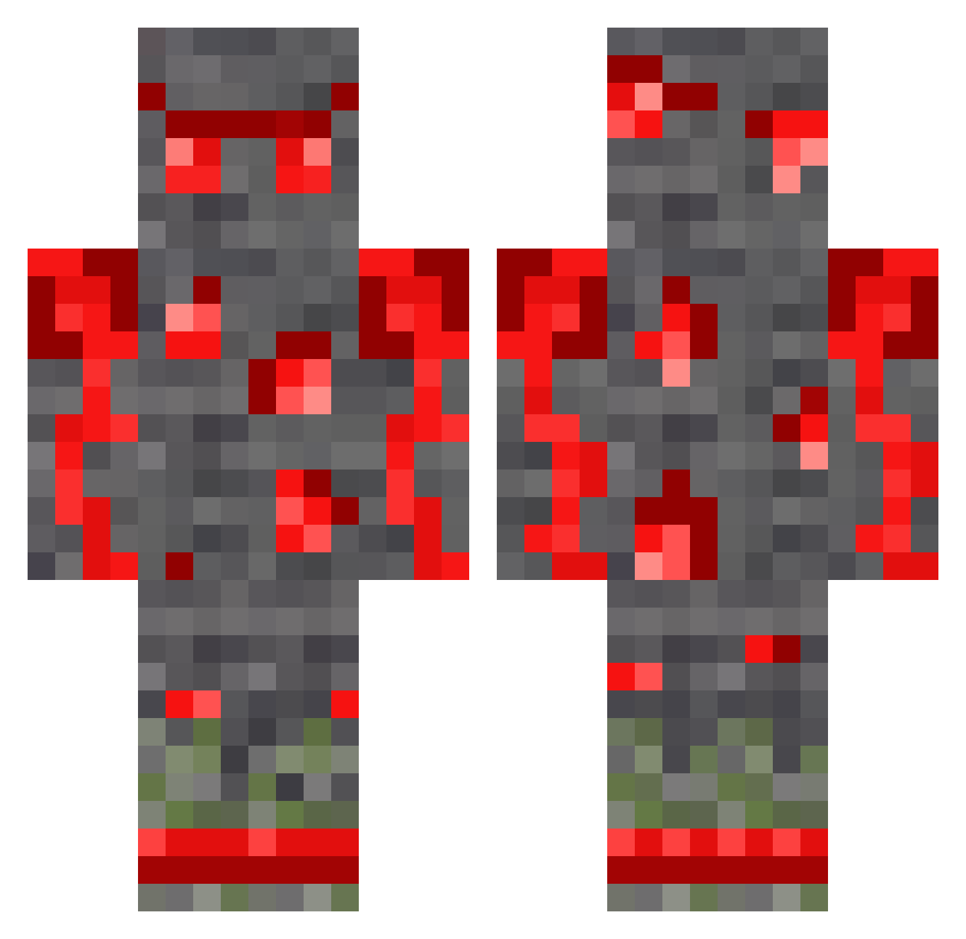 Voxelmaster Minecraft skin, front and back view