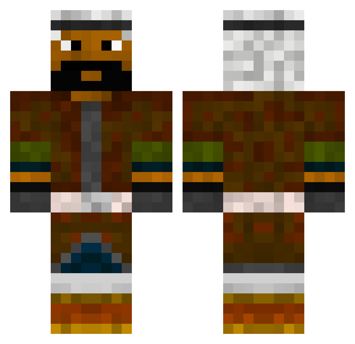 Barbaresque Minecraft skin, front and back view
