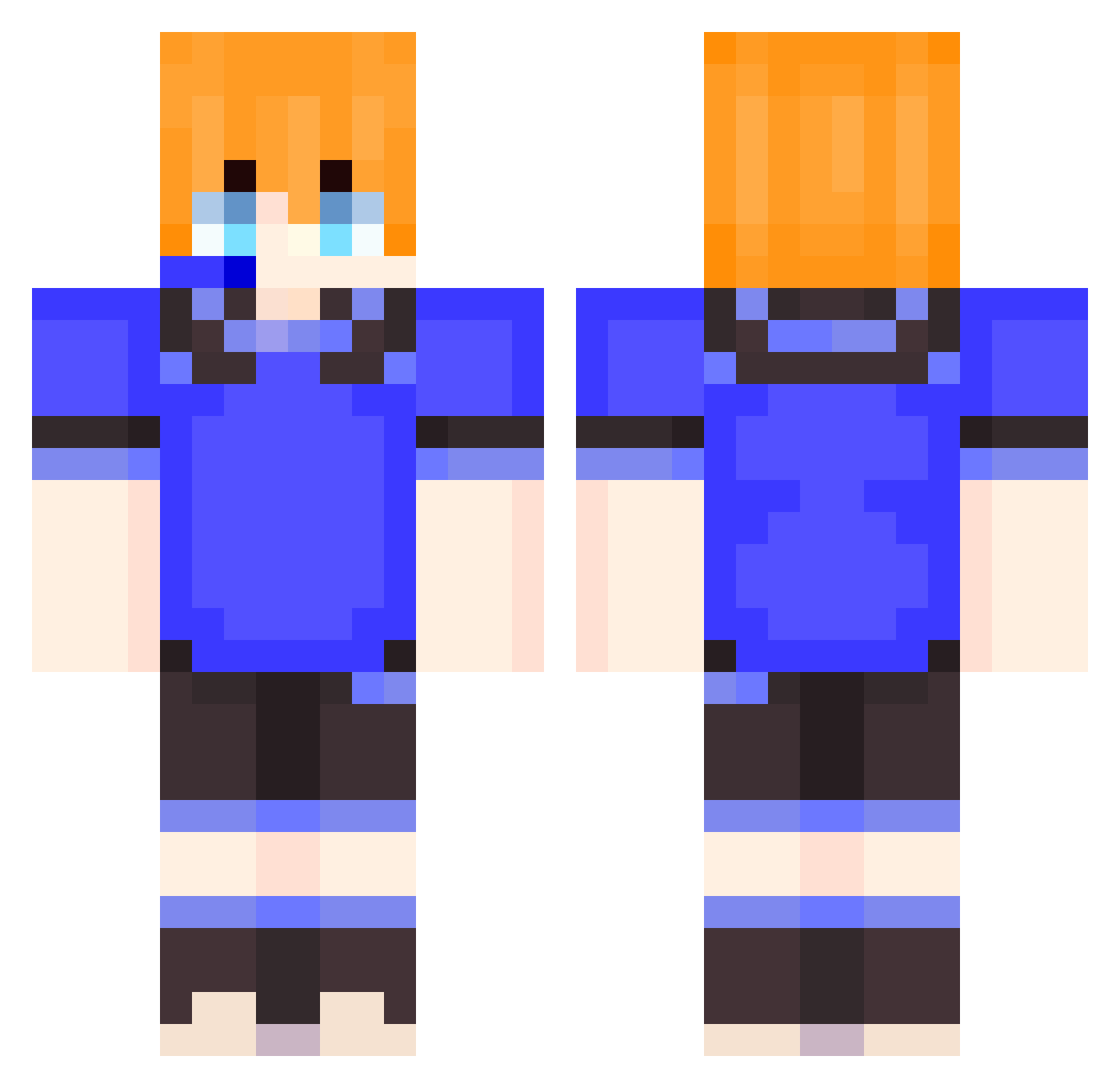 Cyberloid131 Minecraft skin, front and back view