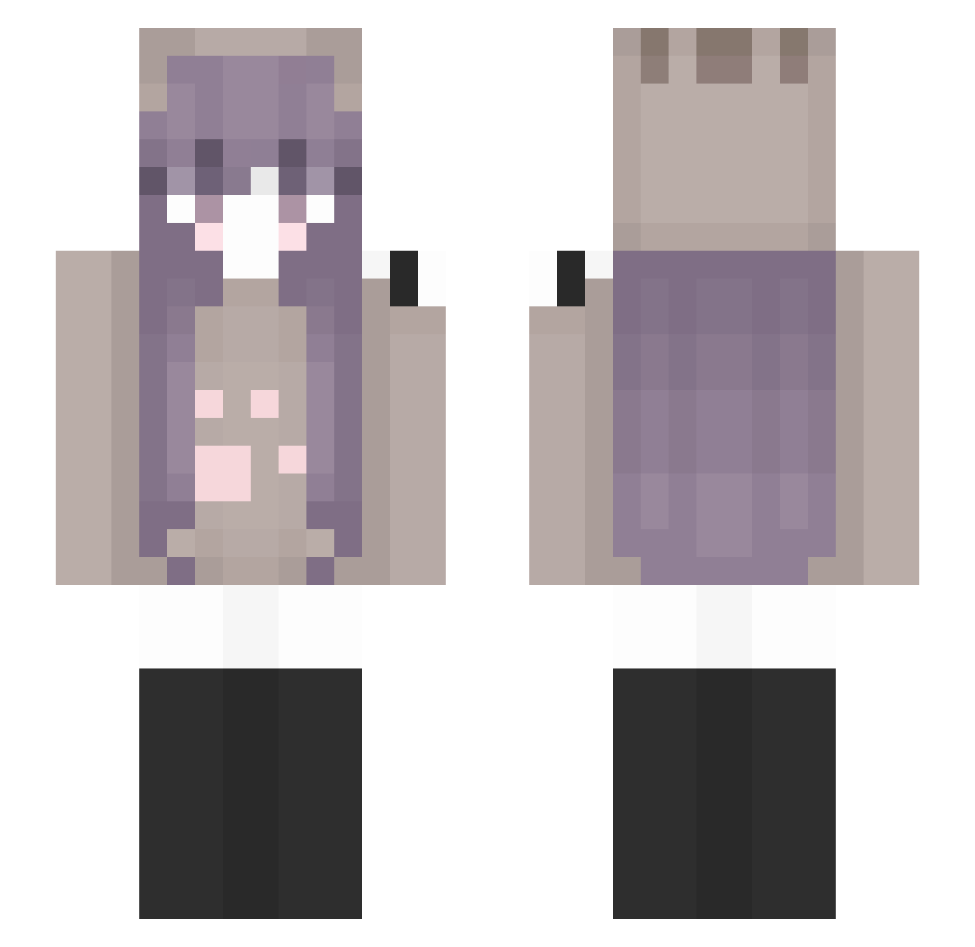 PepperKittie Minecraft skin, front and back view