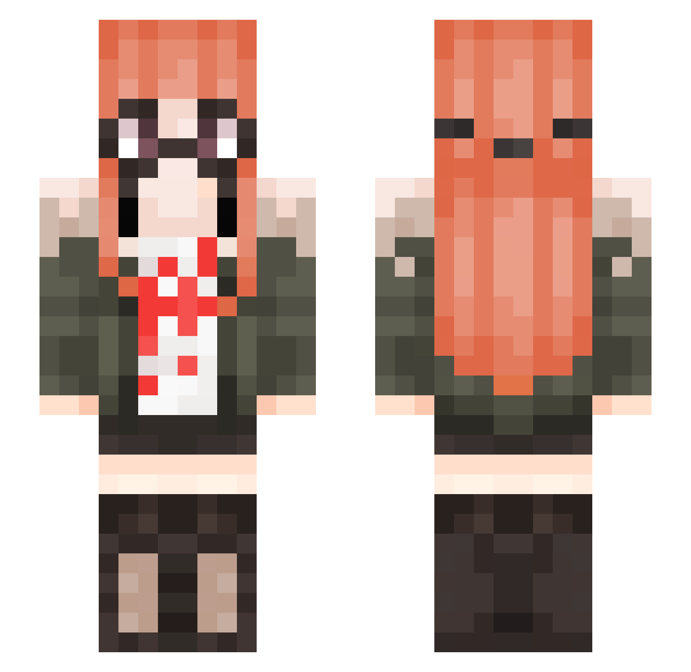 Kqwaii Minecraft skin, front and back view