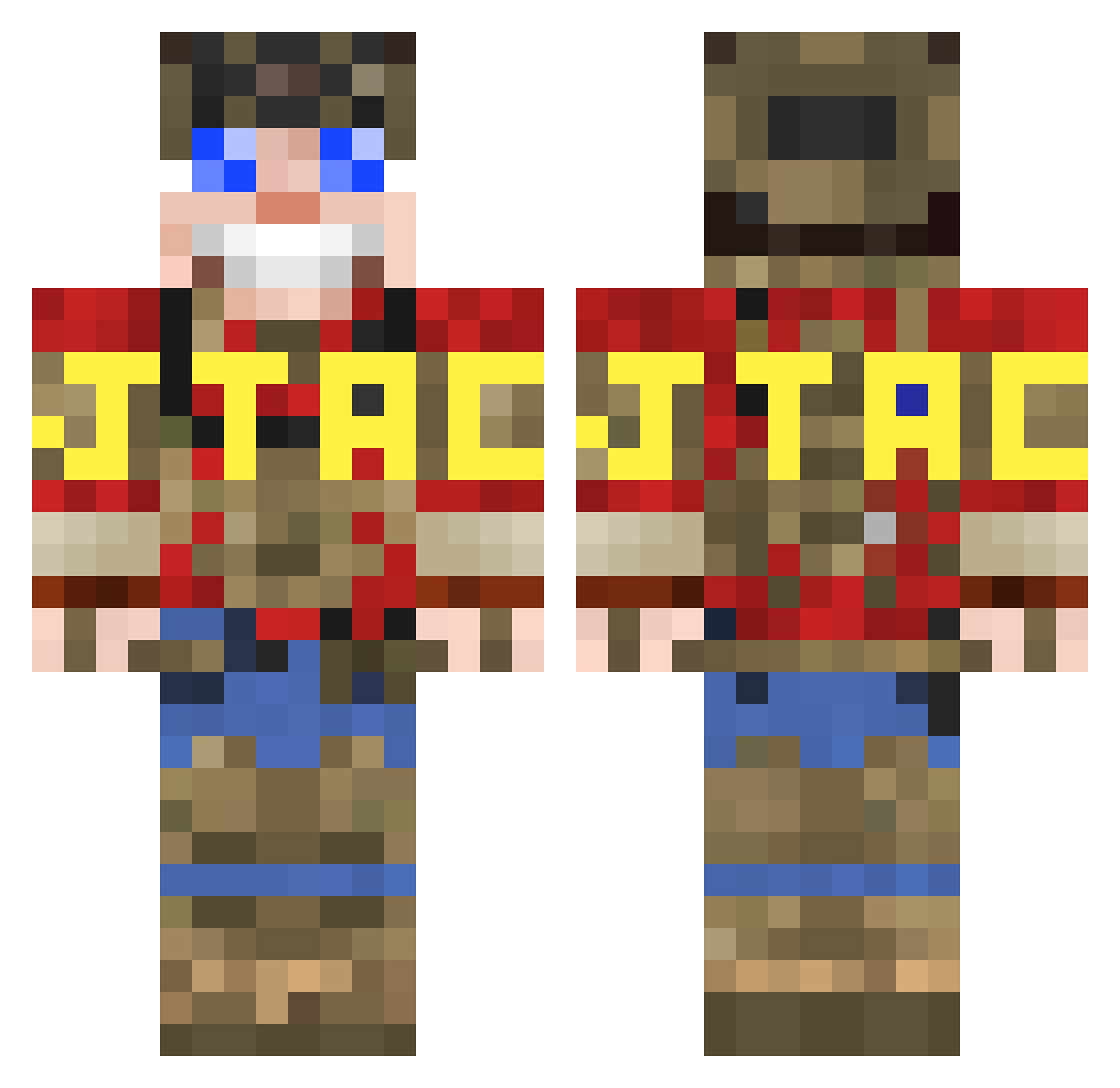 CptnBojangles Minecraft skin, front and back view