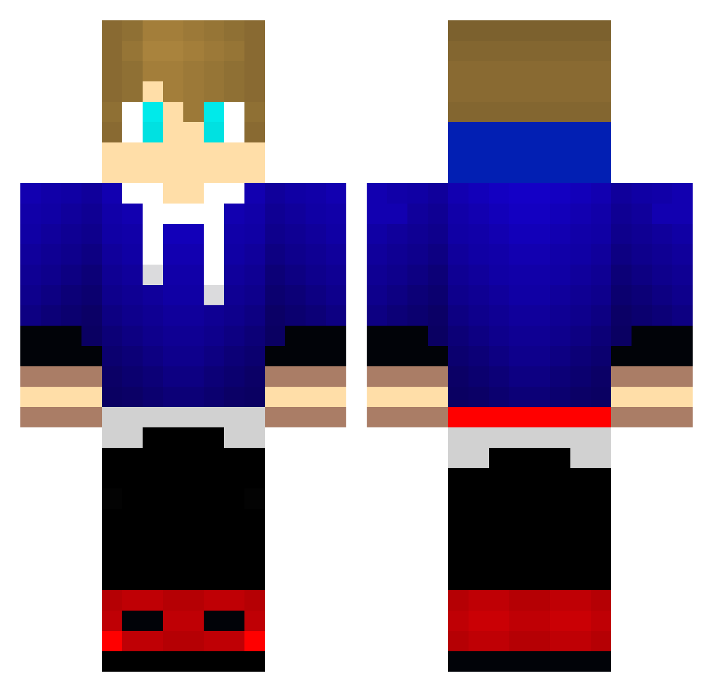 whiney Minecraft skin, front and back view