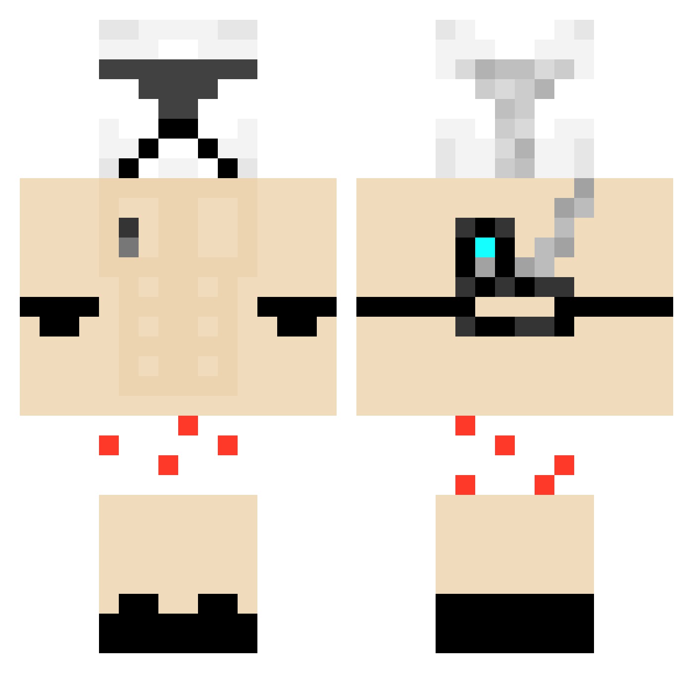 spoopylukey Minecraft skin, front and back view