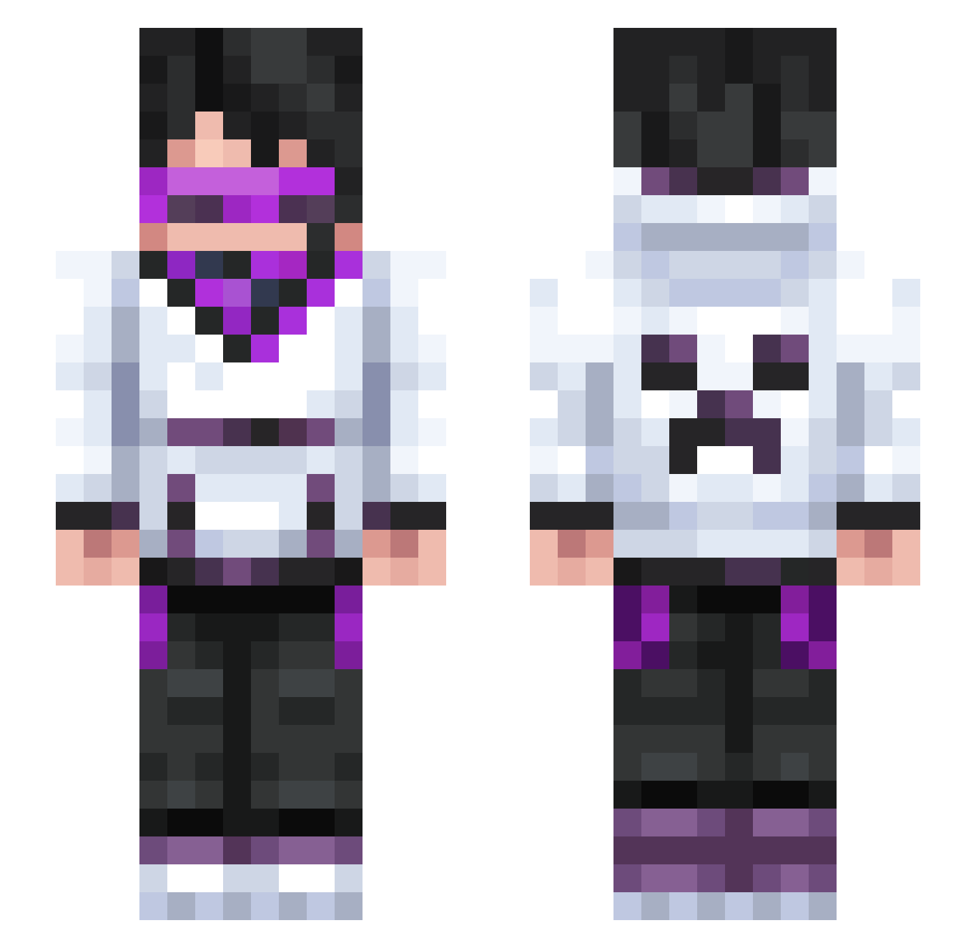 Sxnsee Minecraft skin, front and back view