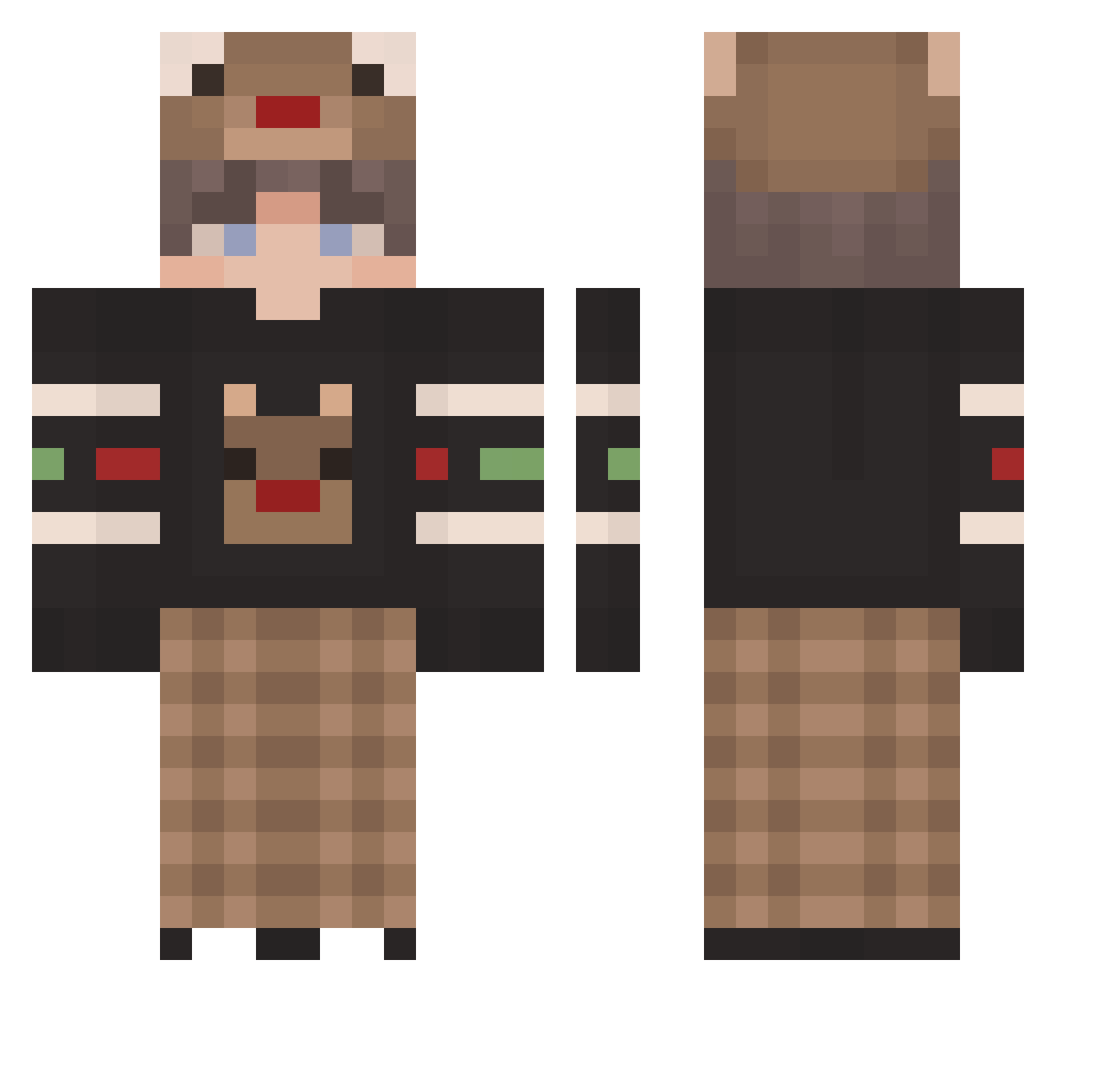 Galactican Minecraft skin, front and back view