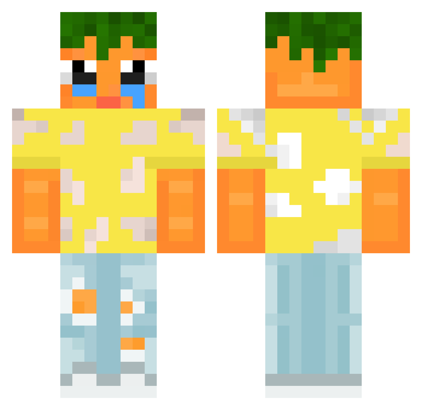 Untasty Minecraft skin, front and back view