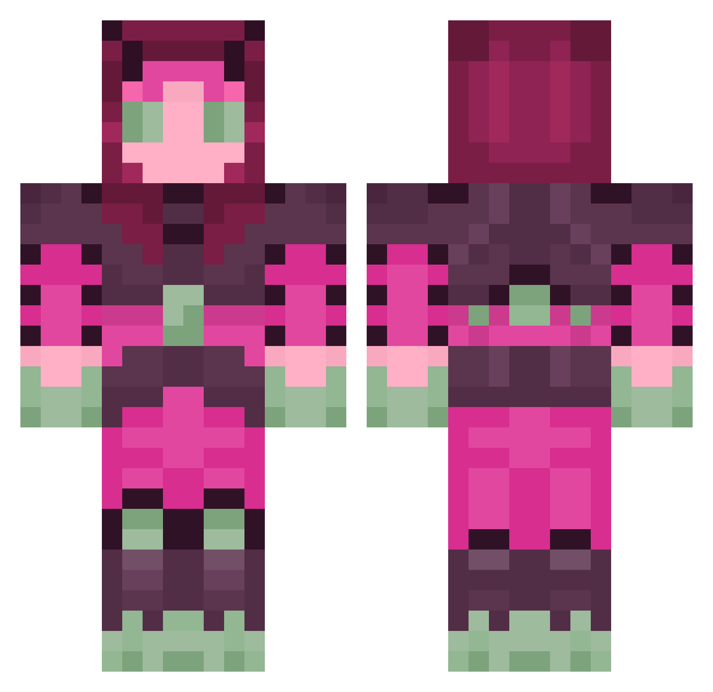 Leucose Minecraft skin, front and back view