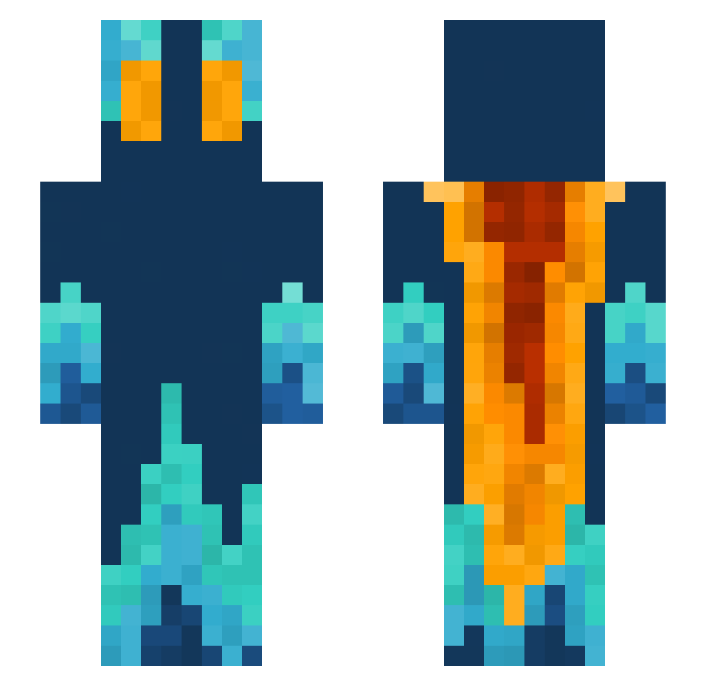 Phasiea Minecraft skin, front and back view