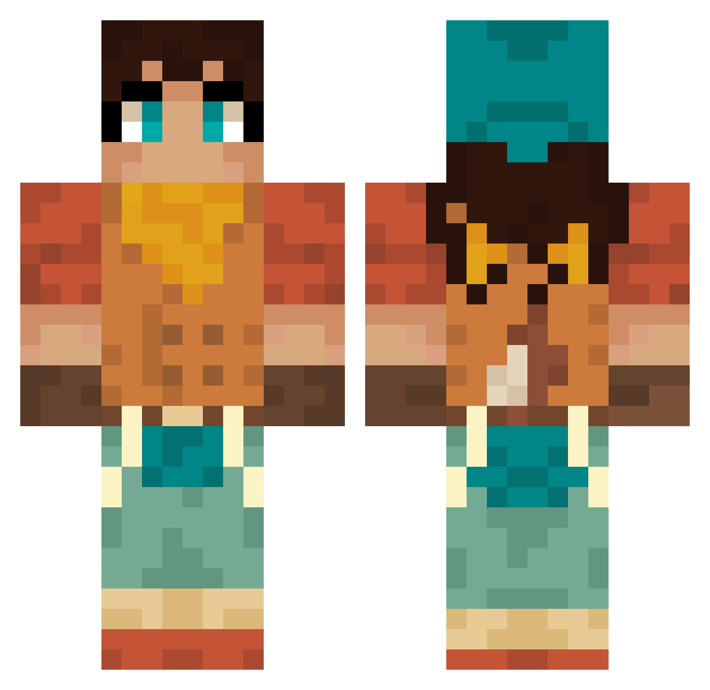 SparkyX_Bud Minecraft skin, front and back view