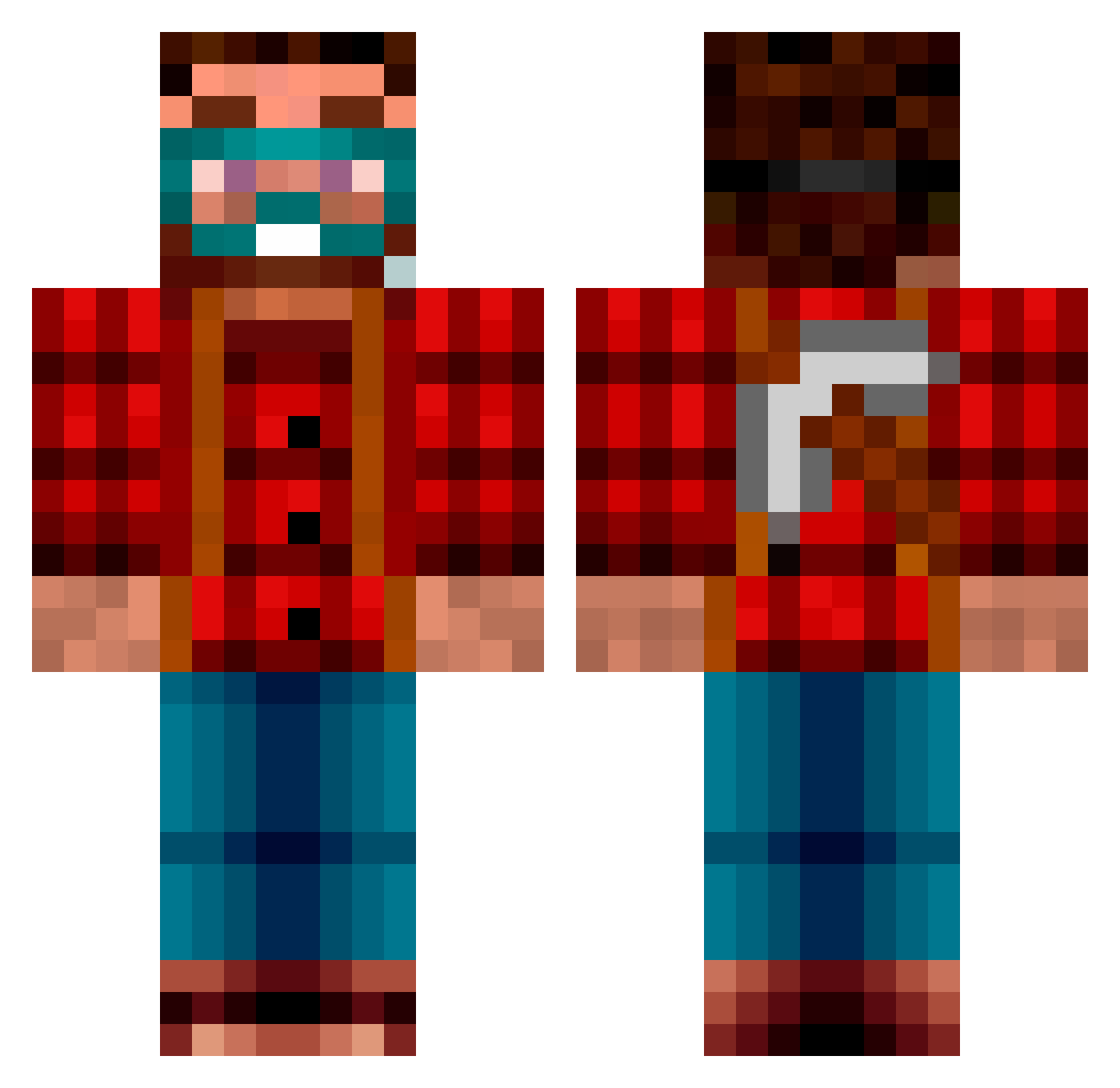 Ybeyy Minecraft skin, front and back view