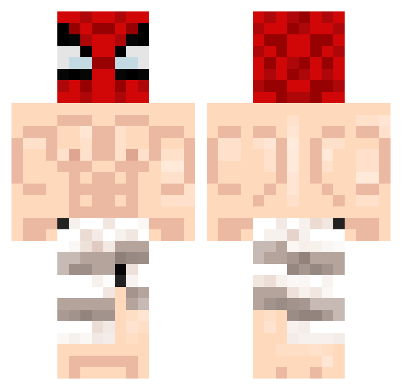 xcevt Minecraft skin, front and back view
