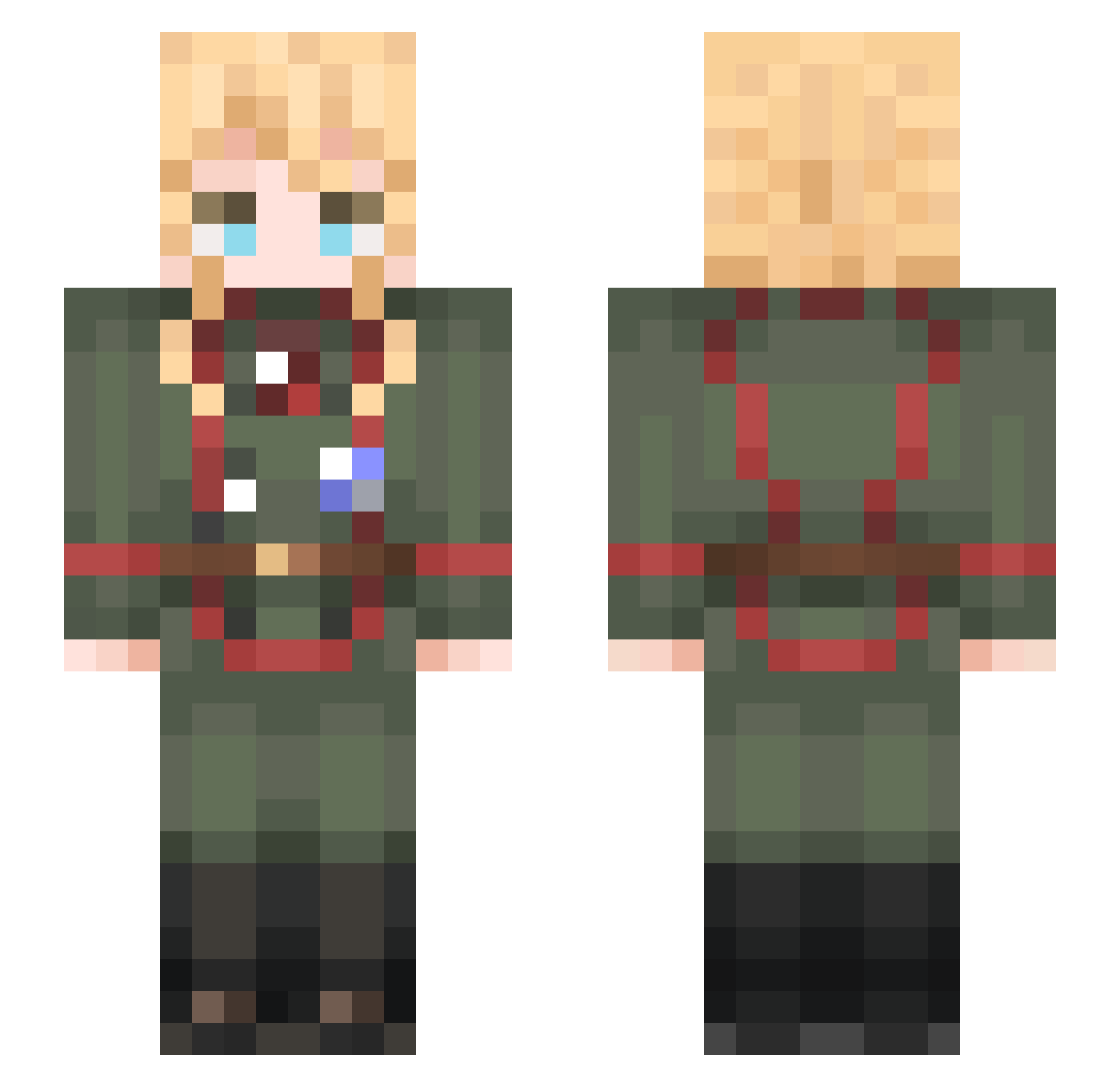 MizuTatsumaki Minecraft skin, front and back view