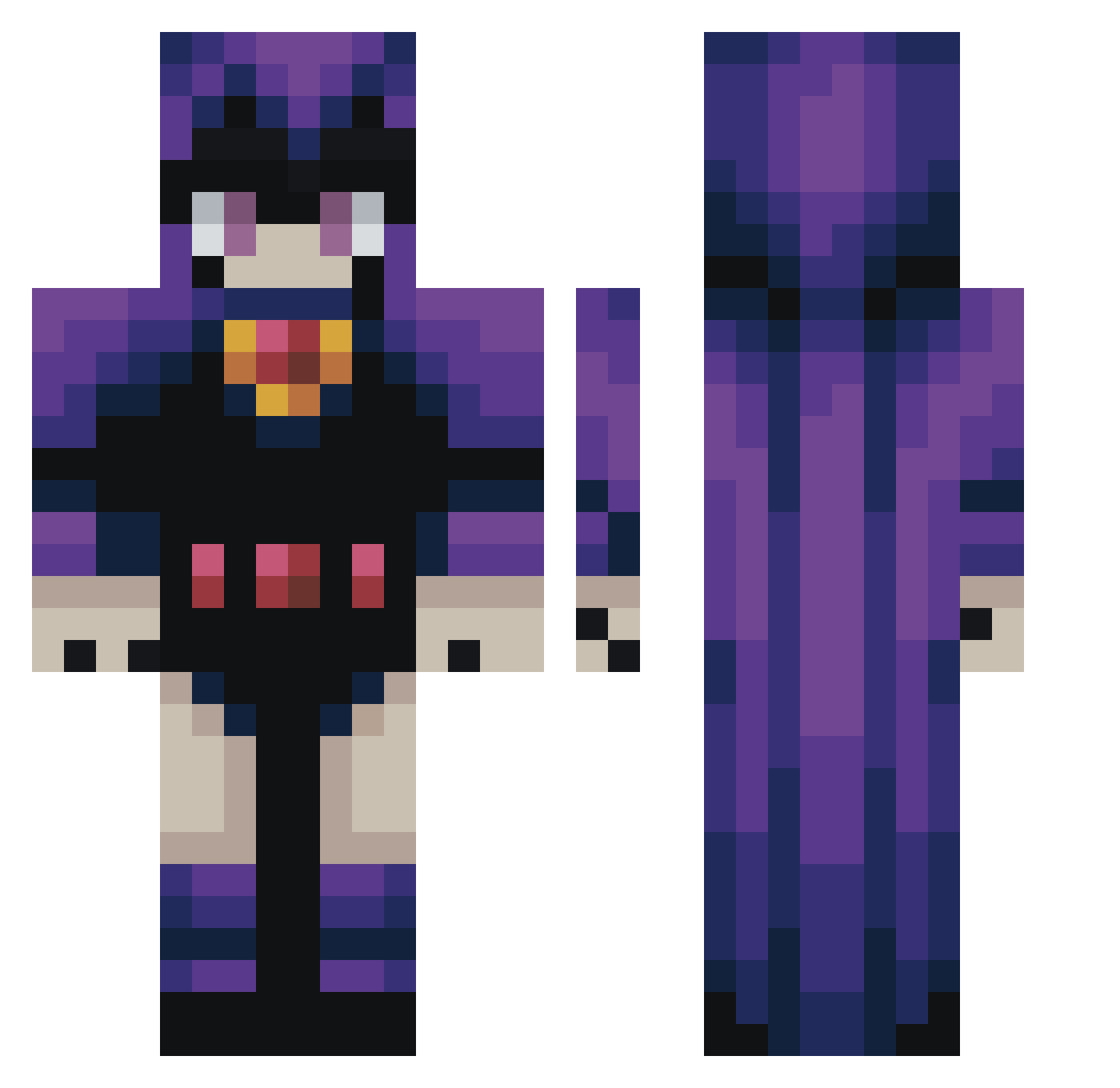 PartyPoyson Minecraft skin, front and back view