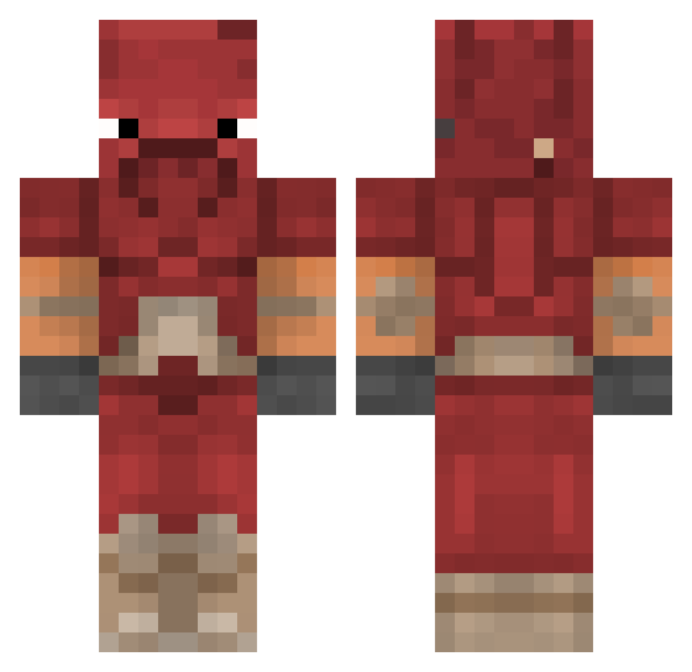 Bedight Minecraft skin, front and back view