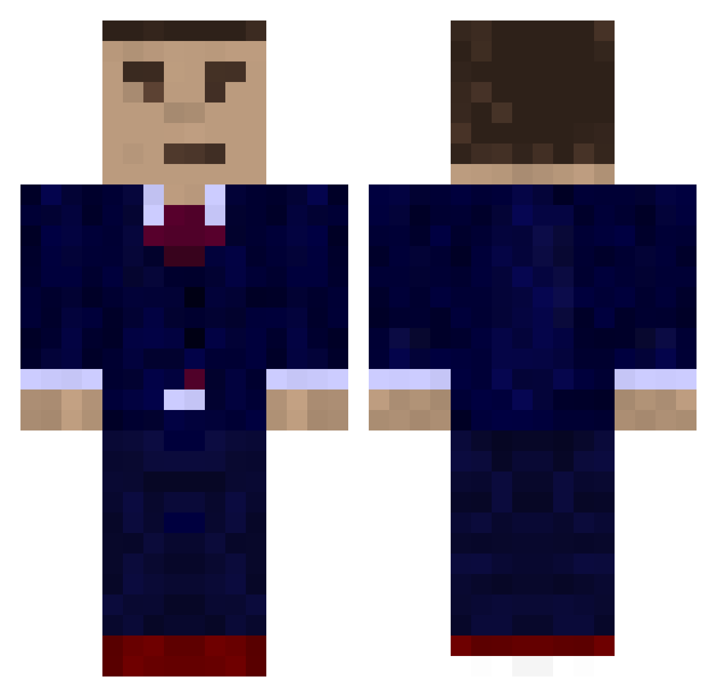 Ichnomancy Minecraft skin, front and back view