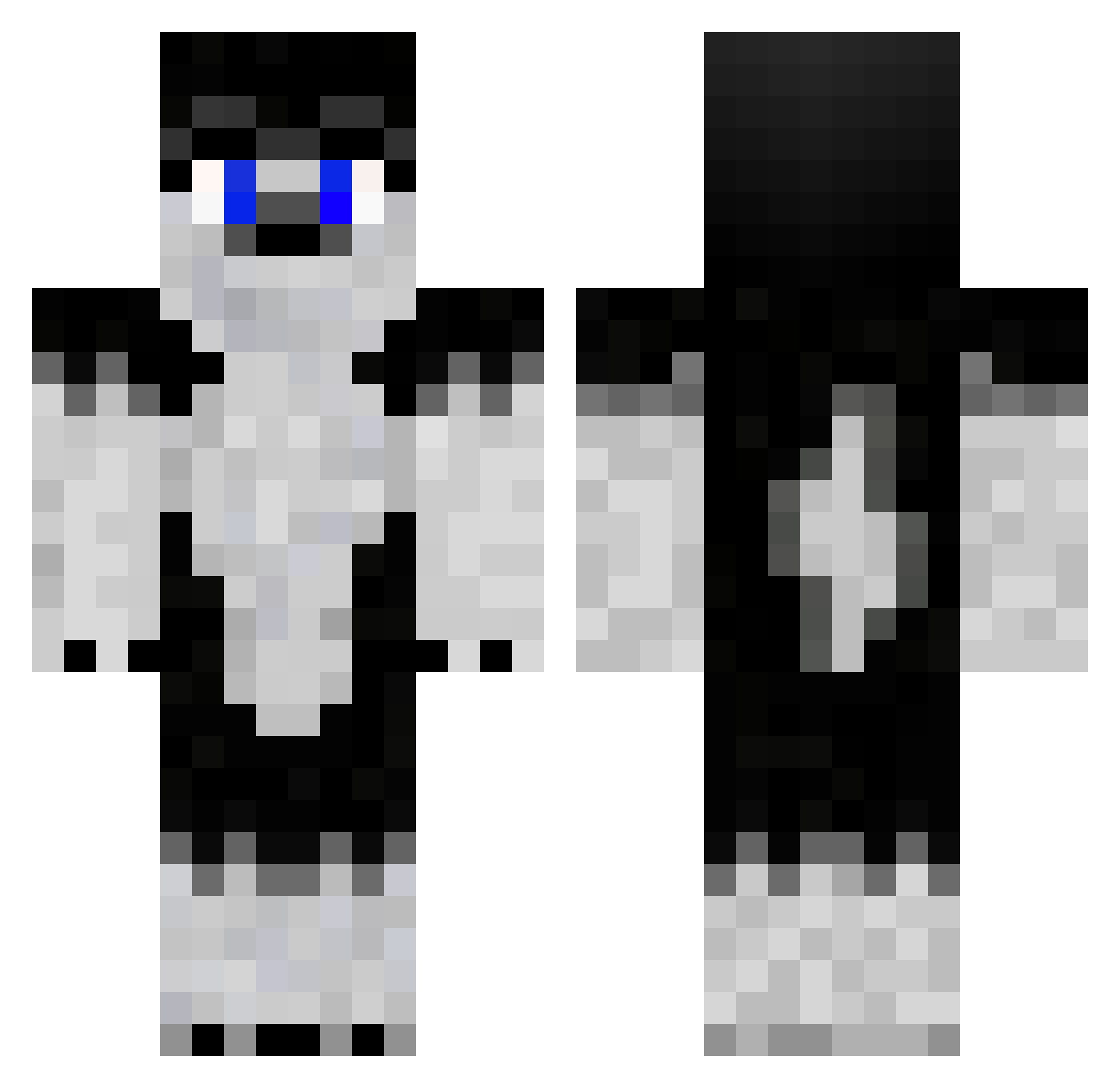 Exawoof Minecraft skin, front and back view