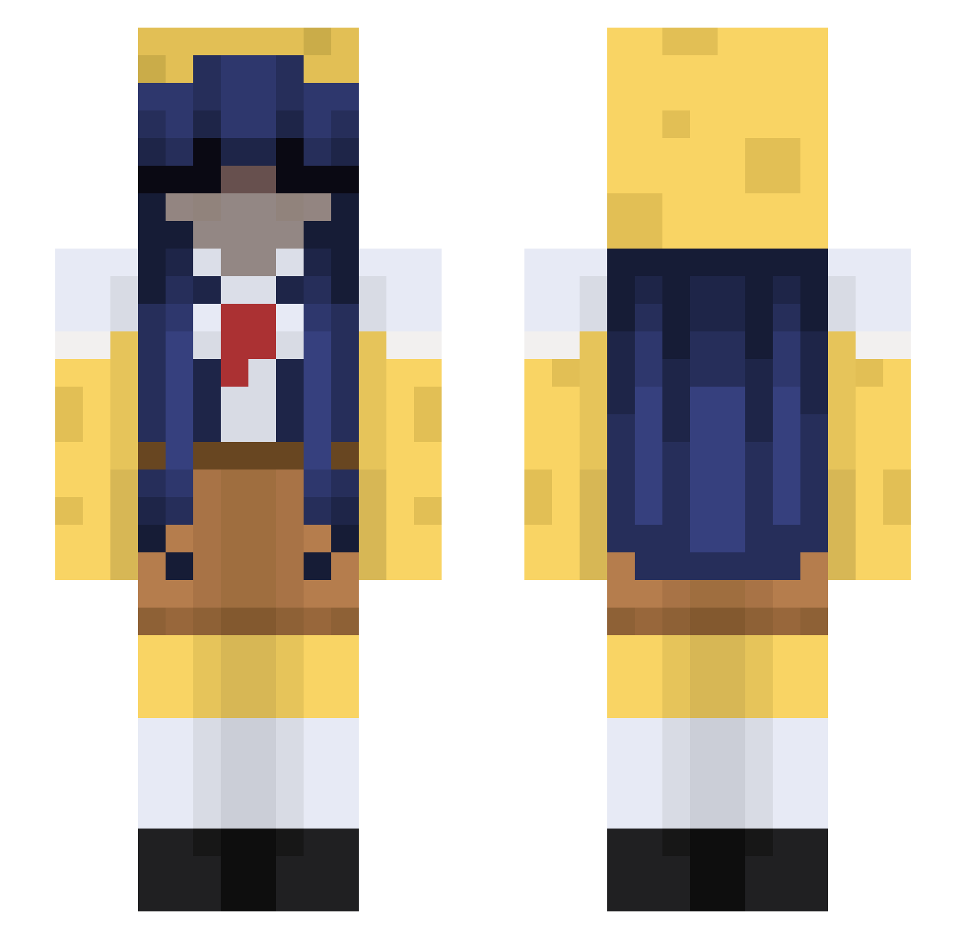 zombliss Minecraft skin, front and back view