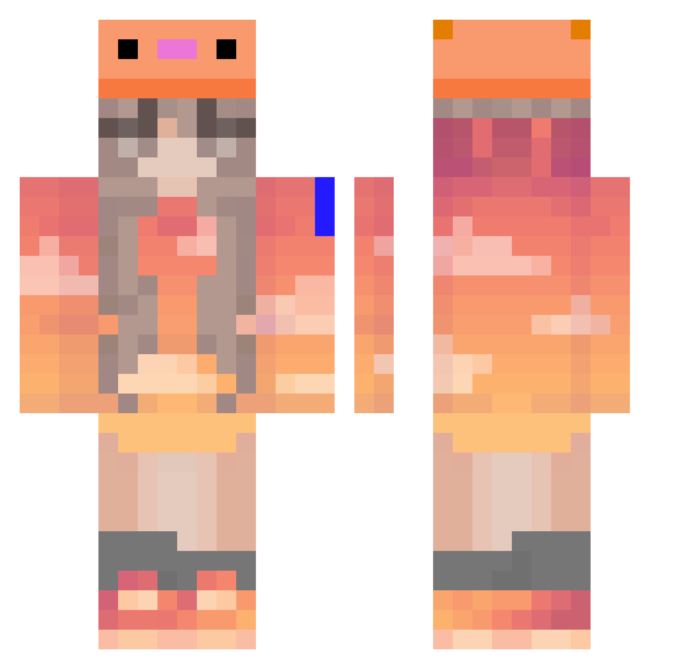 poppedbycloudzy Minecraft skin, front and back view