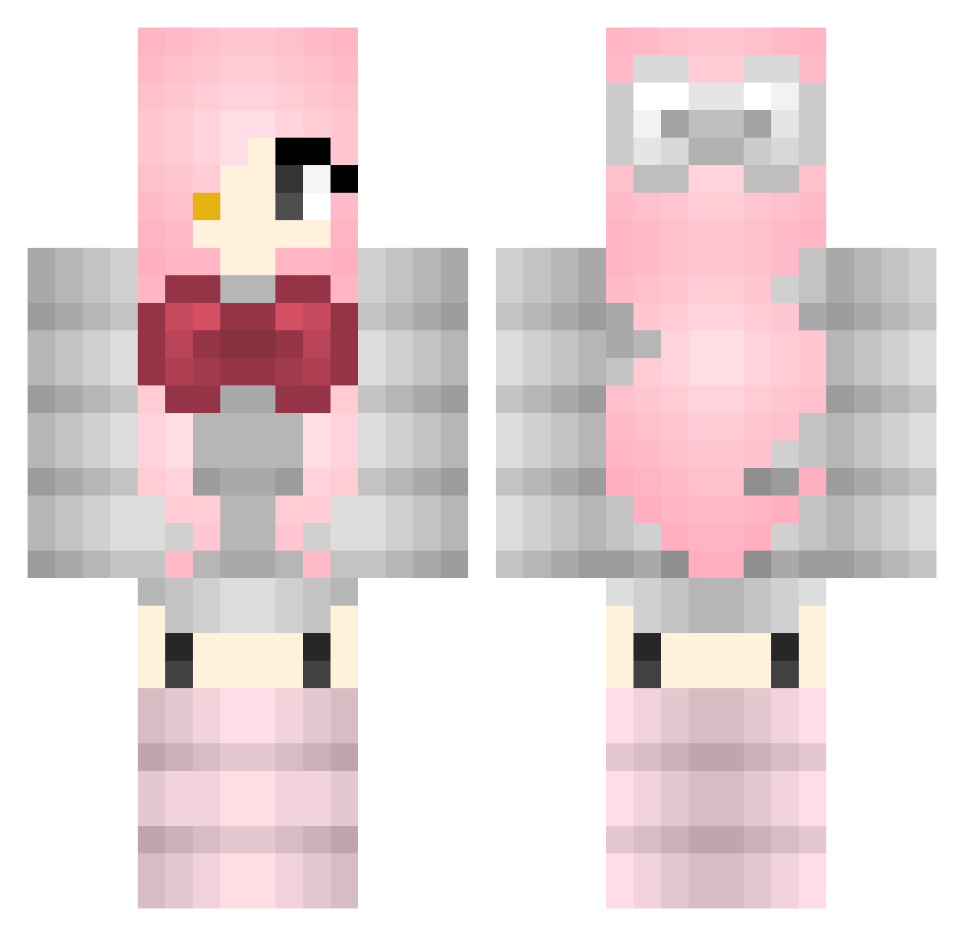 PocketSuxAtGames Minecraft skin, front and back view