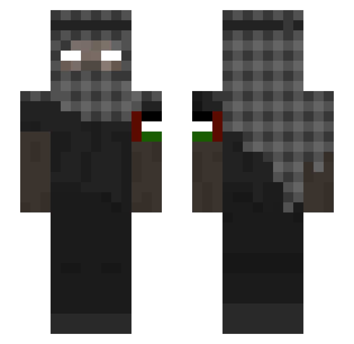yeldo Minecraft skin, front and back view